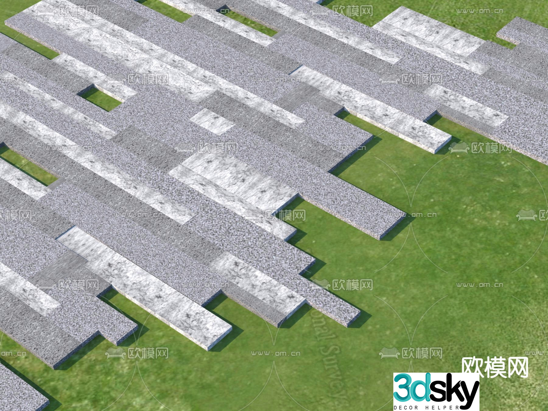 Landscape garden road park steps paving 3D model