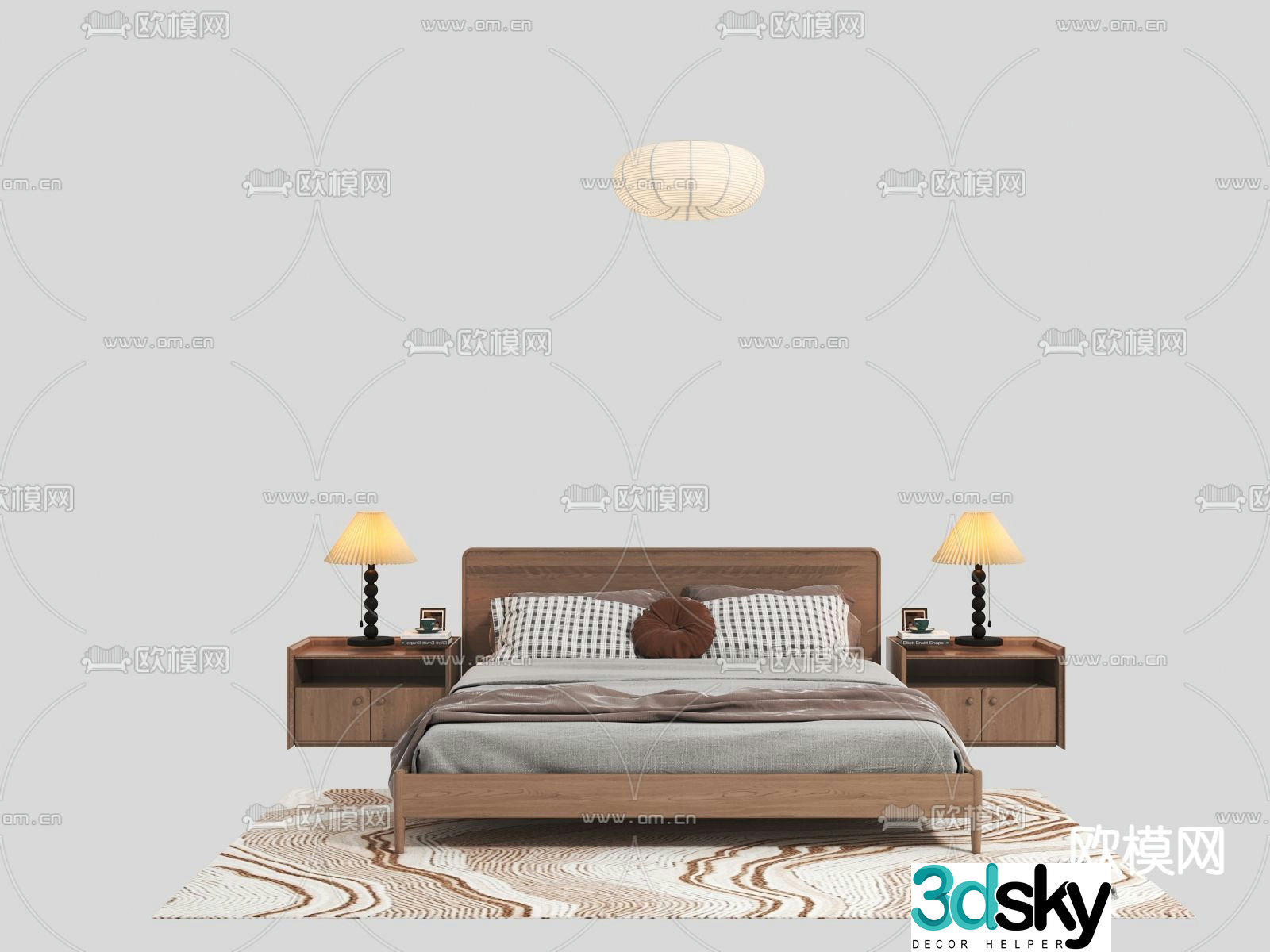 Wabi-sabi double bed 3d model