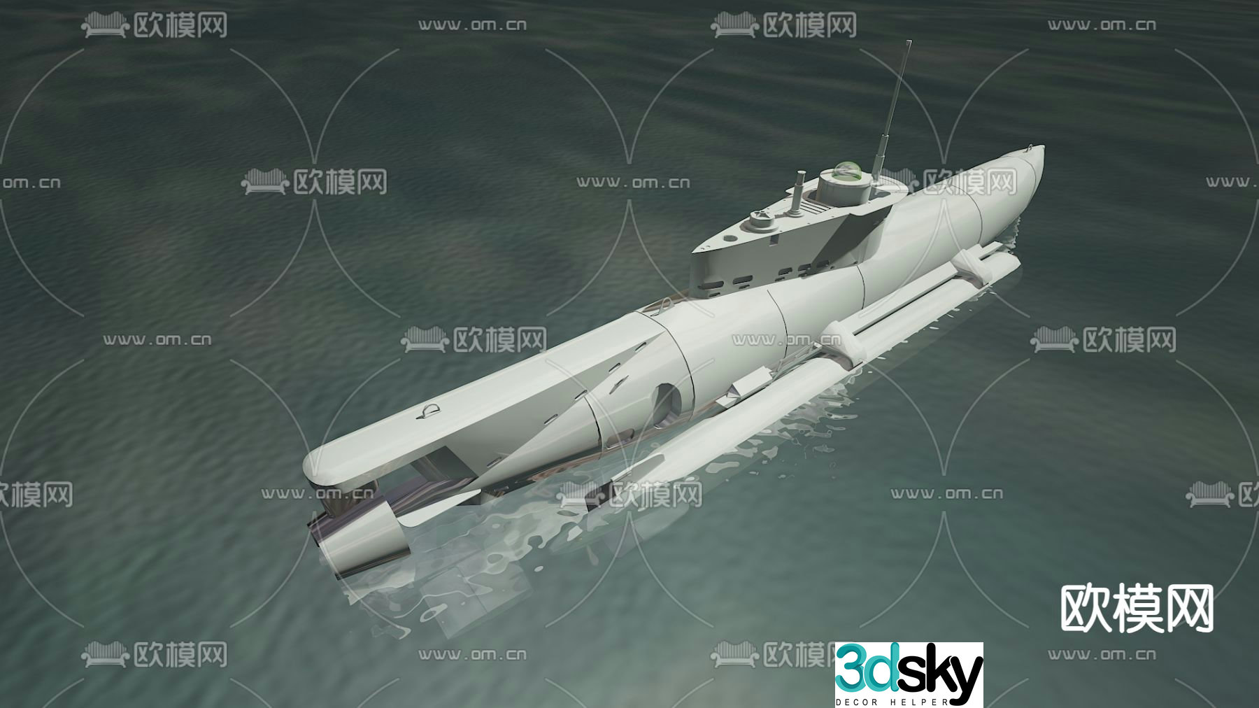 warship submarine 3d model