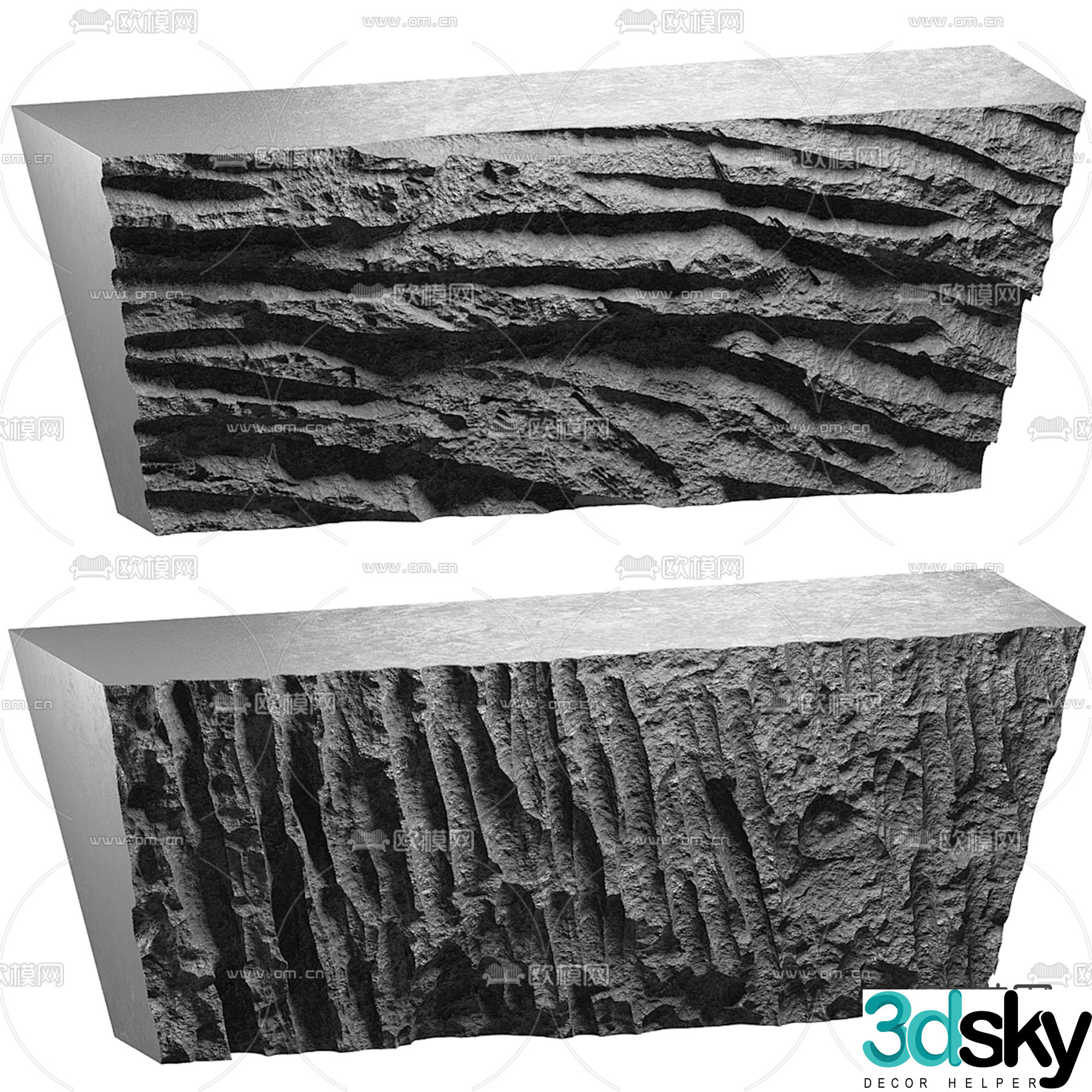 Geometry natural wind information desk rock reception desk 3d model