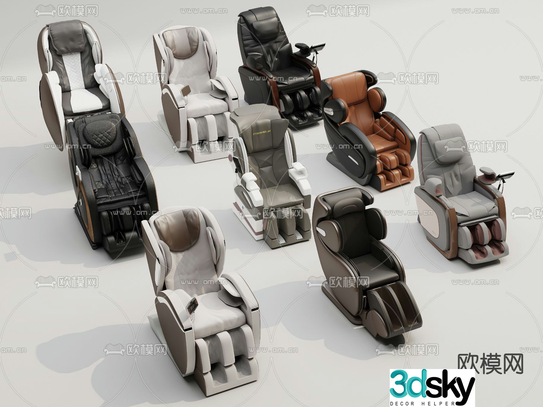 Electric massage chair leather massage chair 3d model