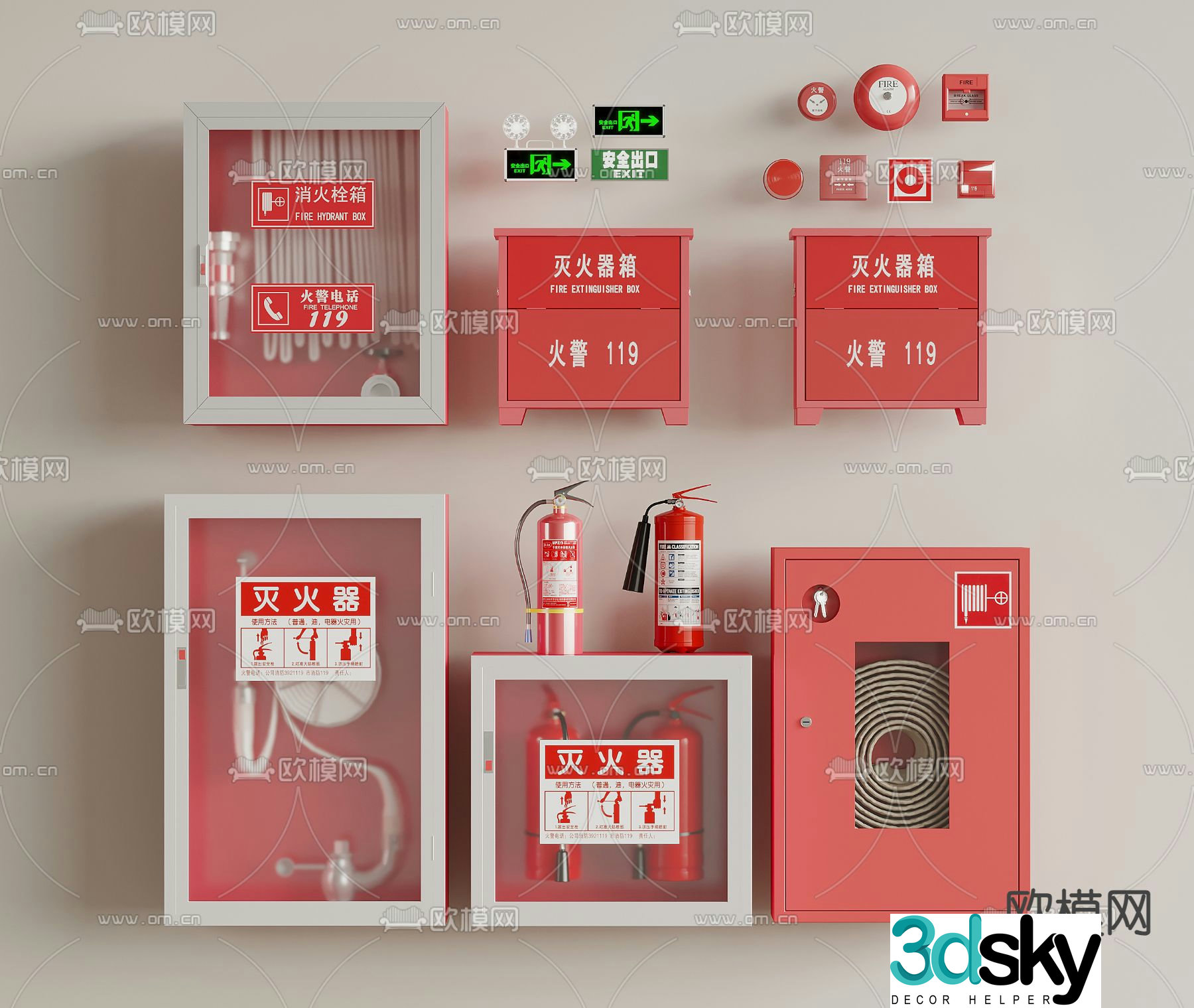 Fire equipment fire extinguisher fire hydrant 3d model