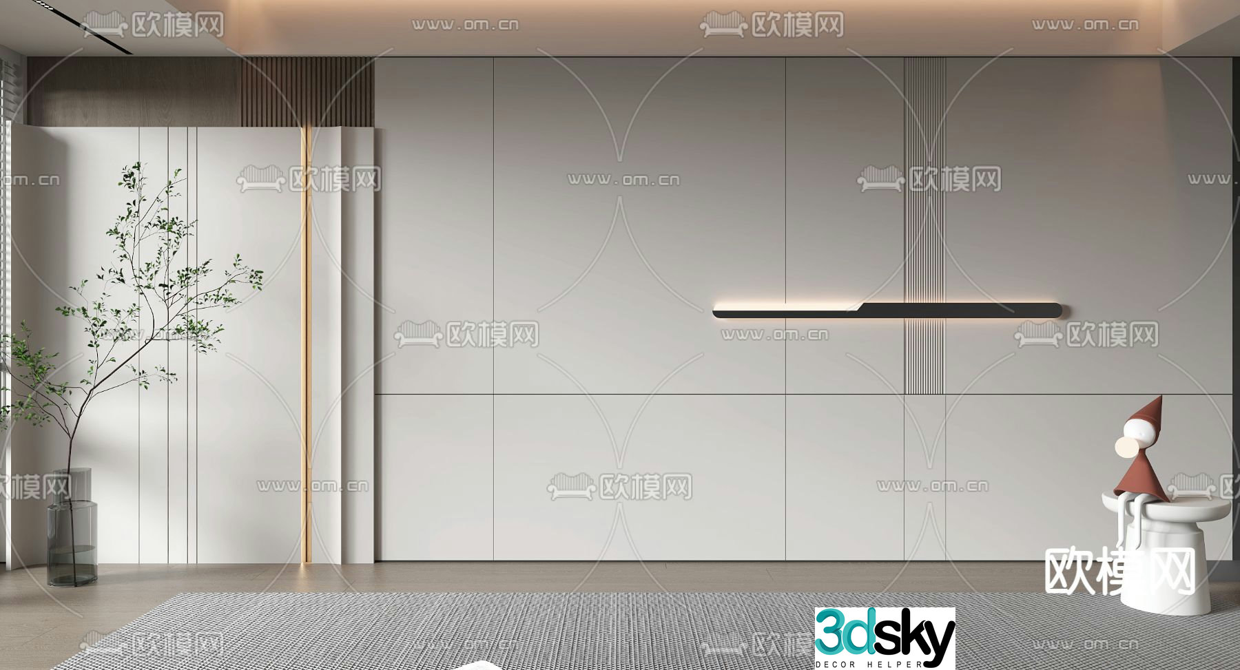 Background wall Living room background wall 3d model