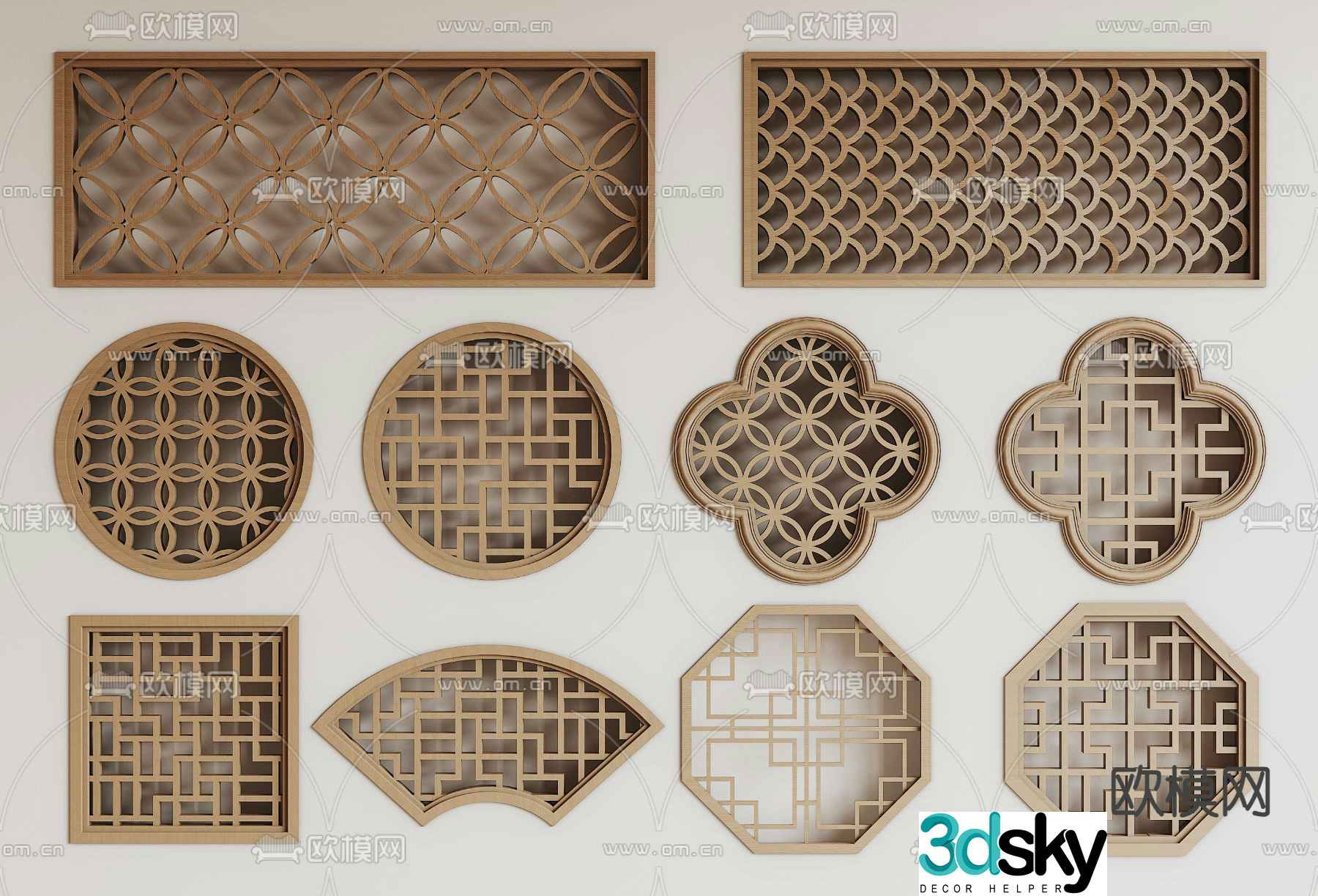 New Chinese style windows floor windows window 3D model