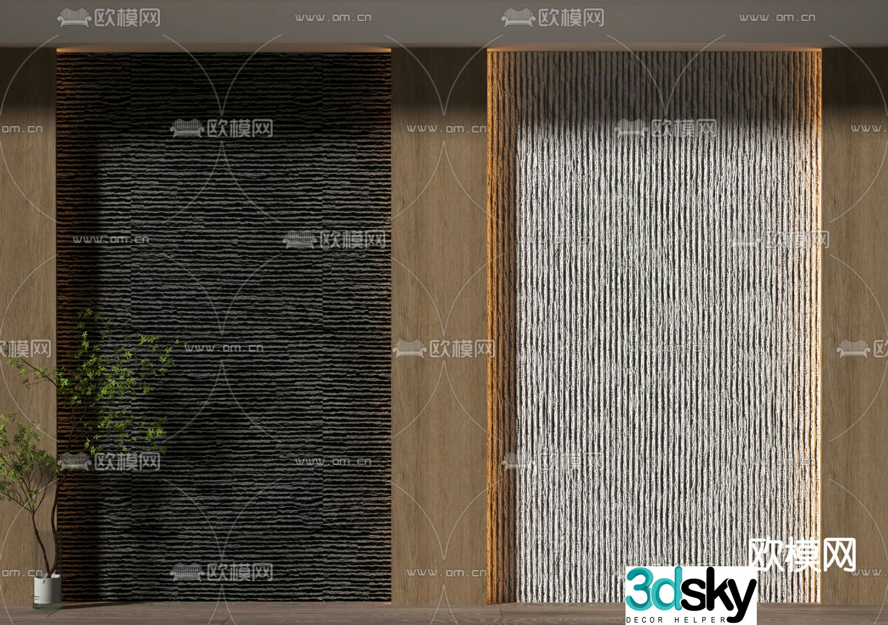 Modeling wall wool stone background wall 3d model
