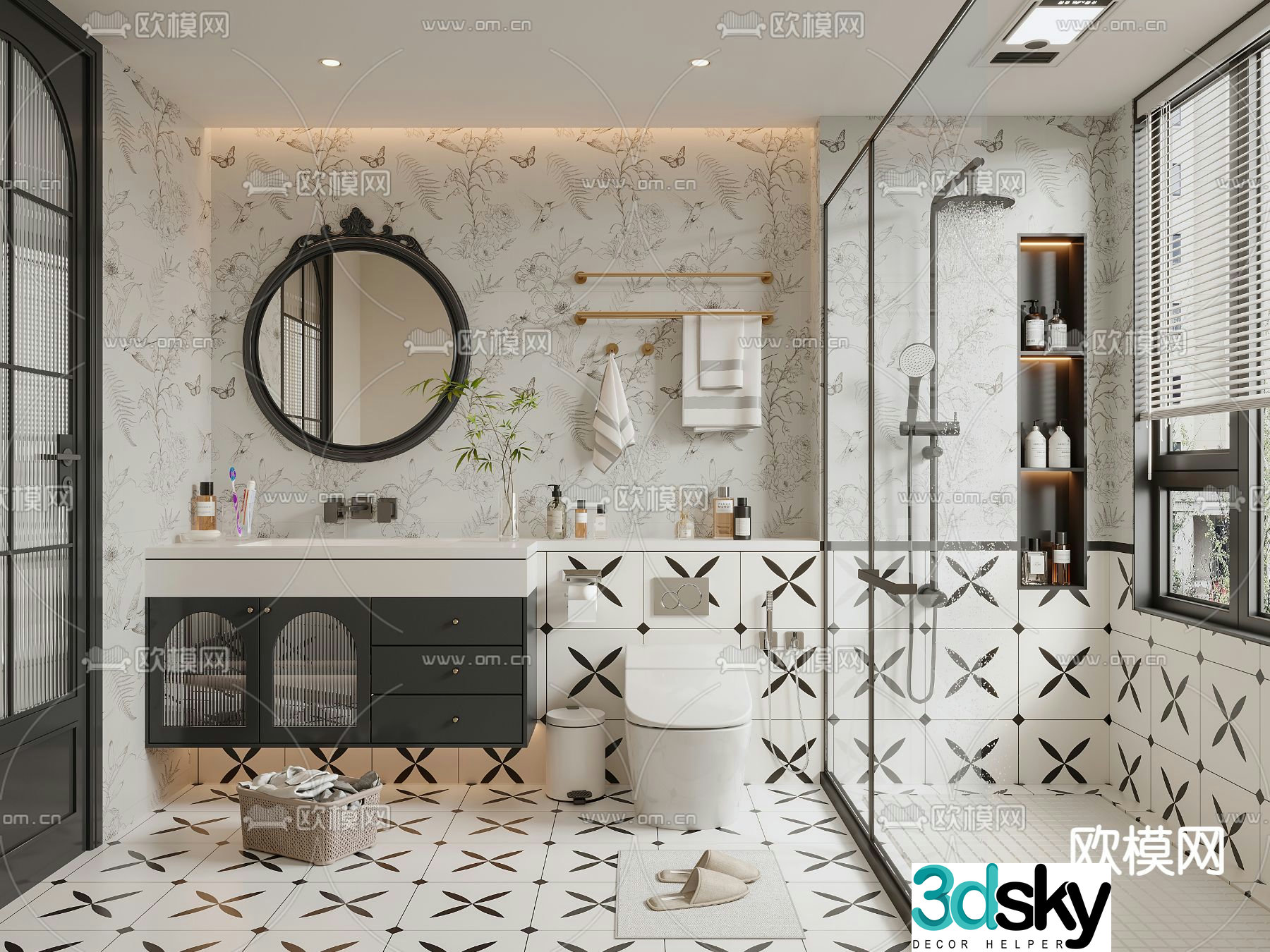 French bathroom bathroom toilet 3d model