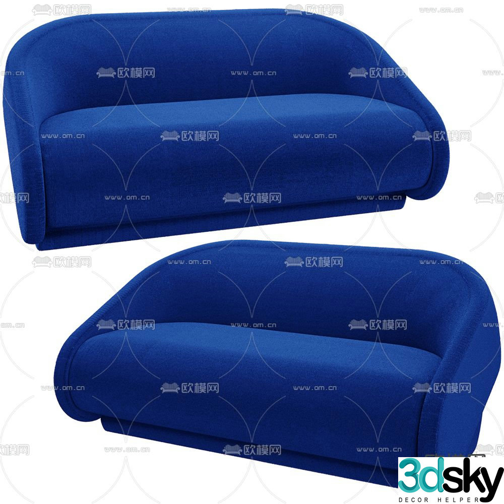 Prostoria blue sofa double sofa 3d model