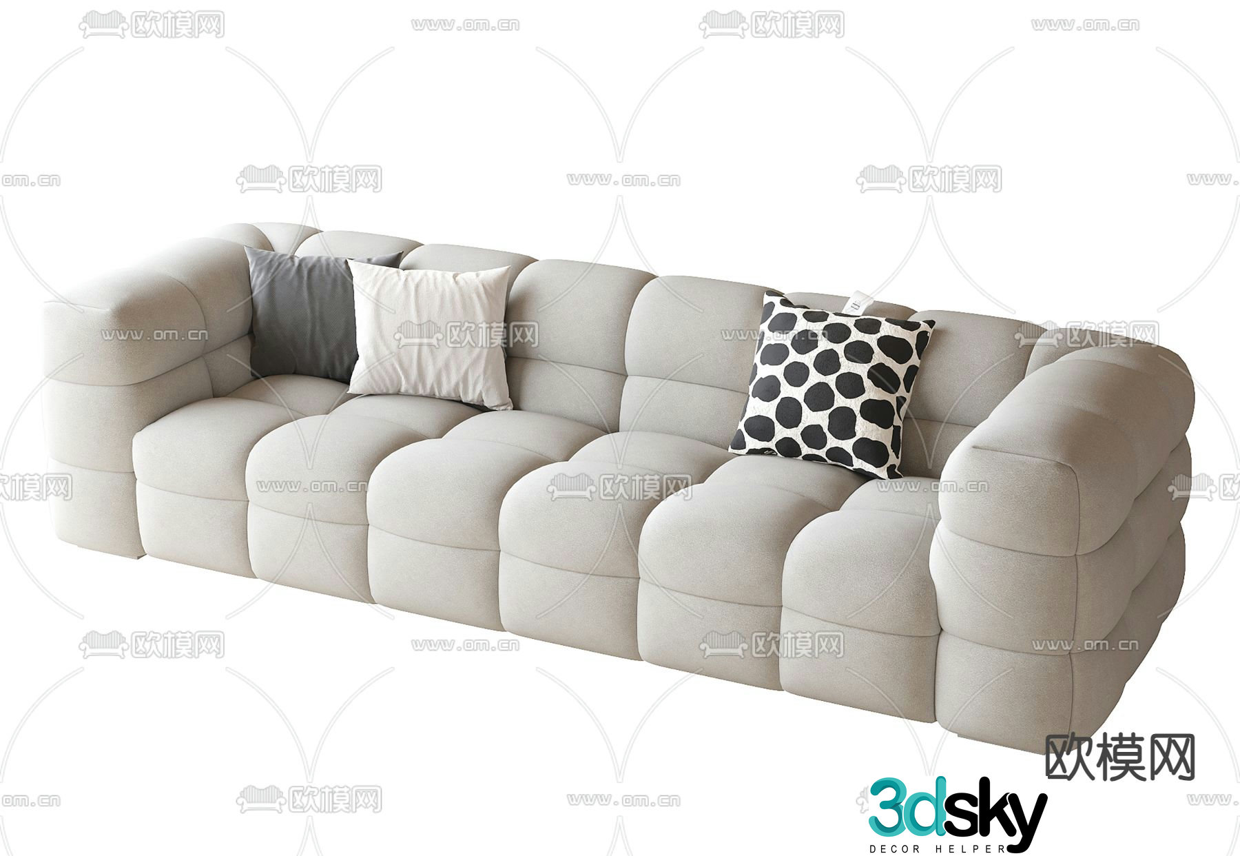 Multi-person sofa upholstered sofa 3d model