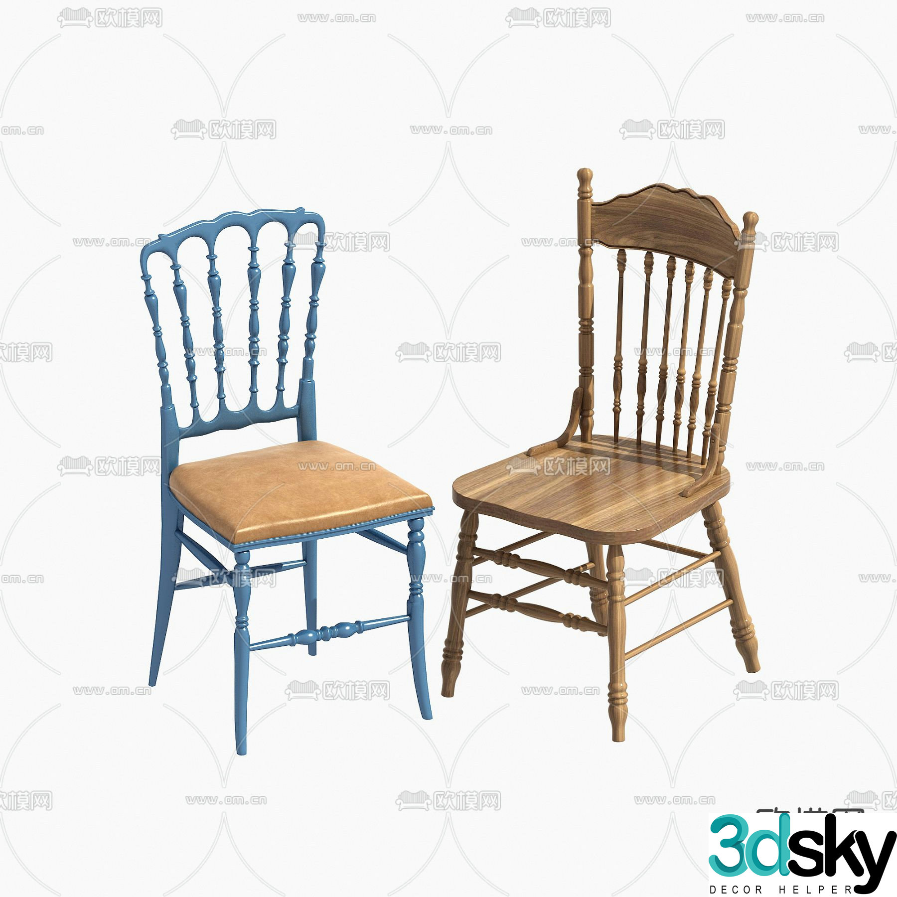 Medieval style dining chair chair 3d model