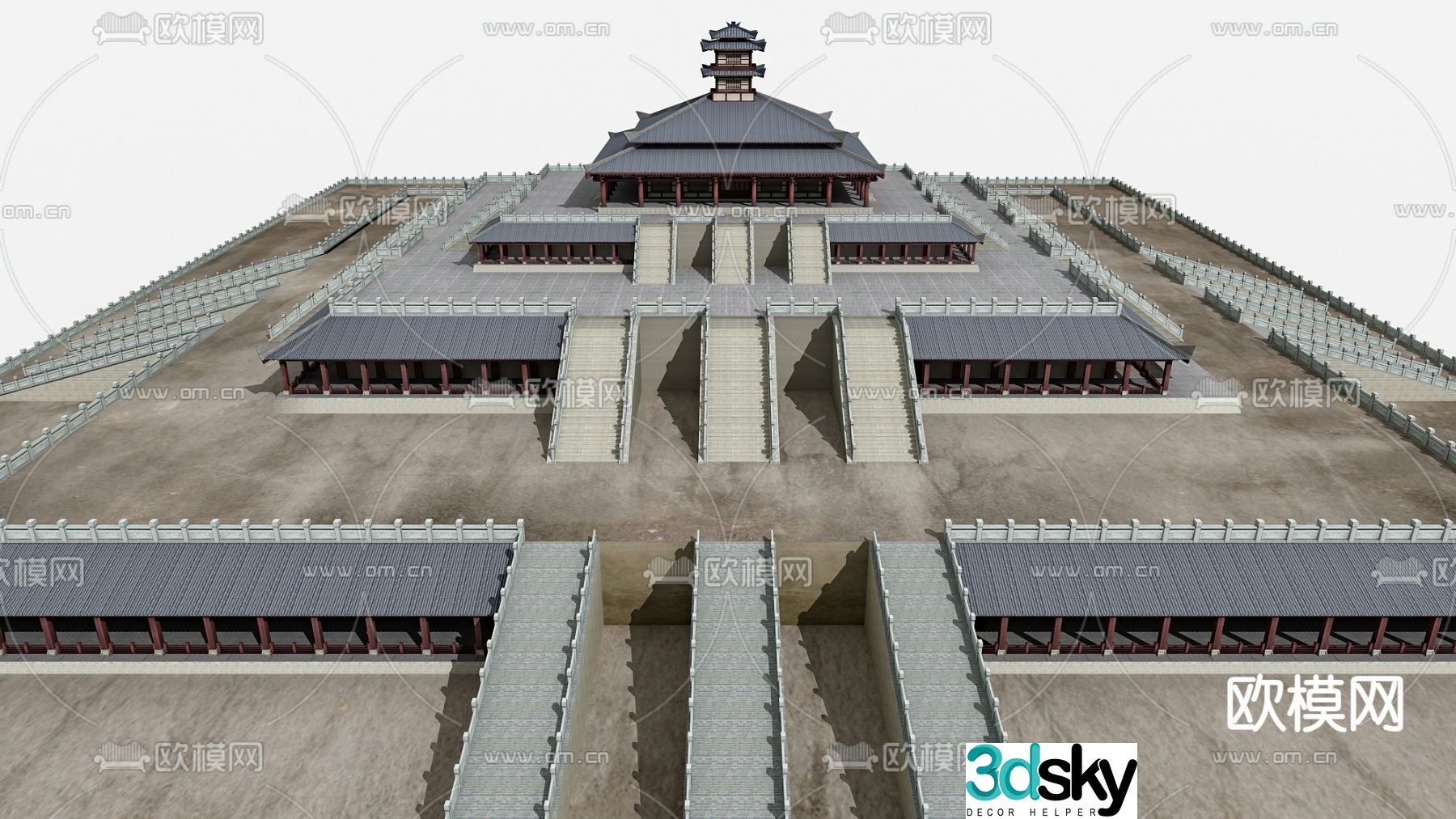 New Chinese style ancient building temple tower 3d model