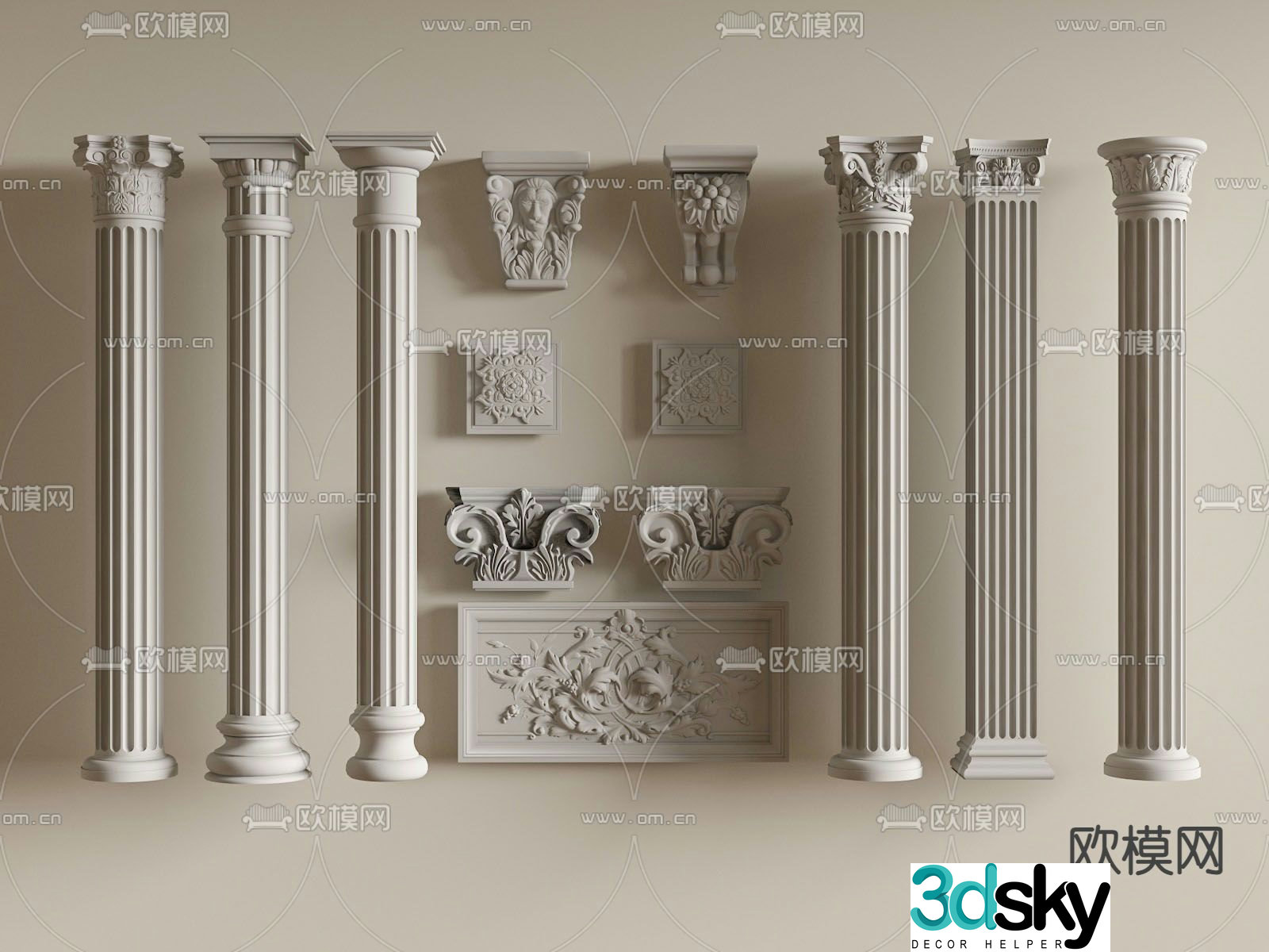 European column Roman column Cylindrical 3D model