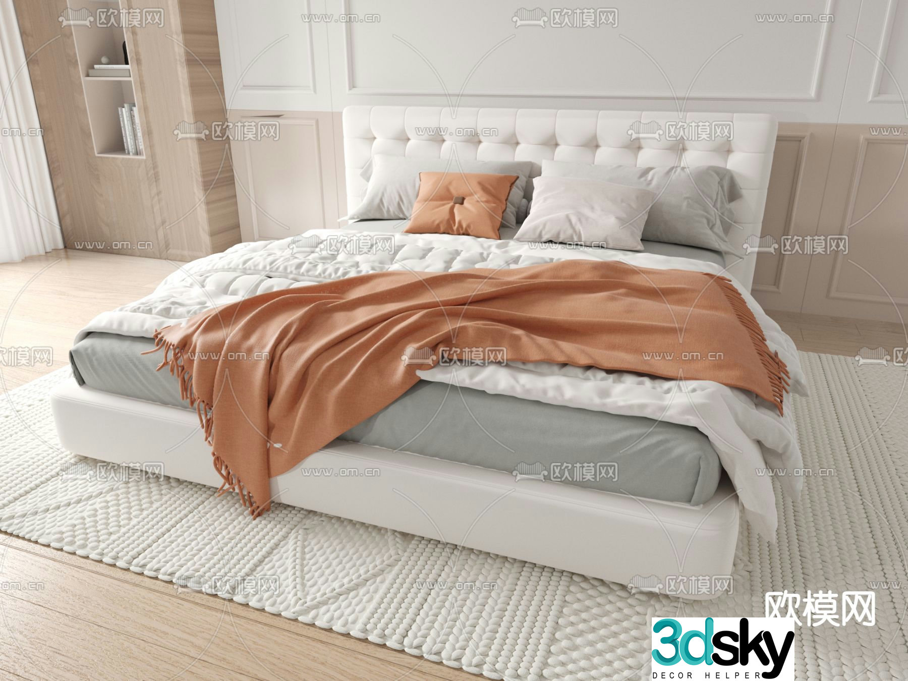 Modern double bed 3d model