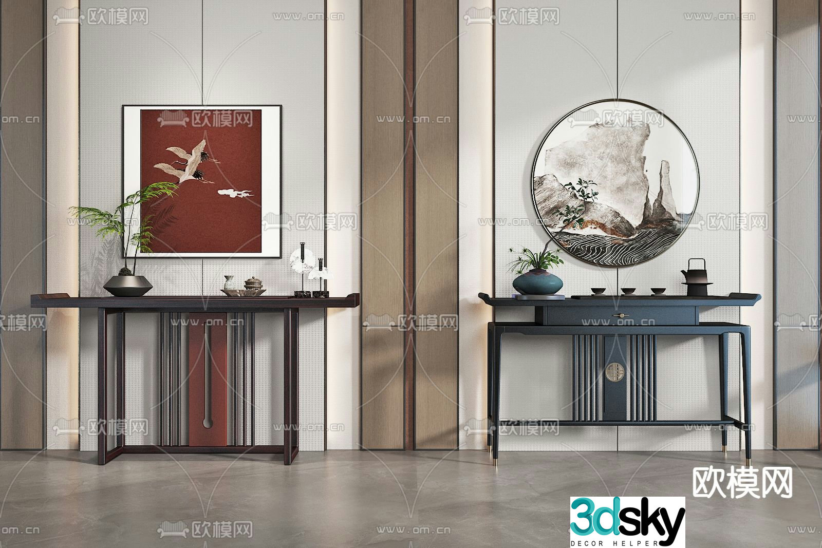 New Chinese style end viewing platform 3D model
