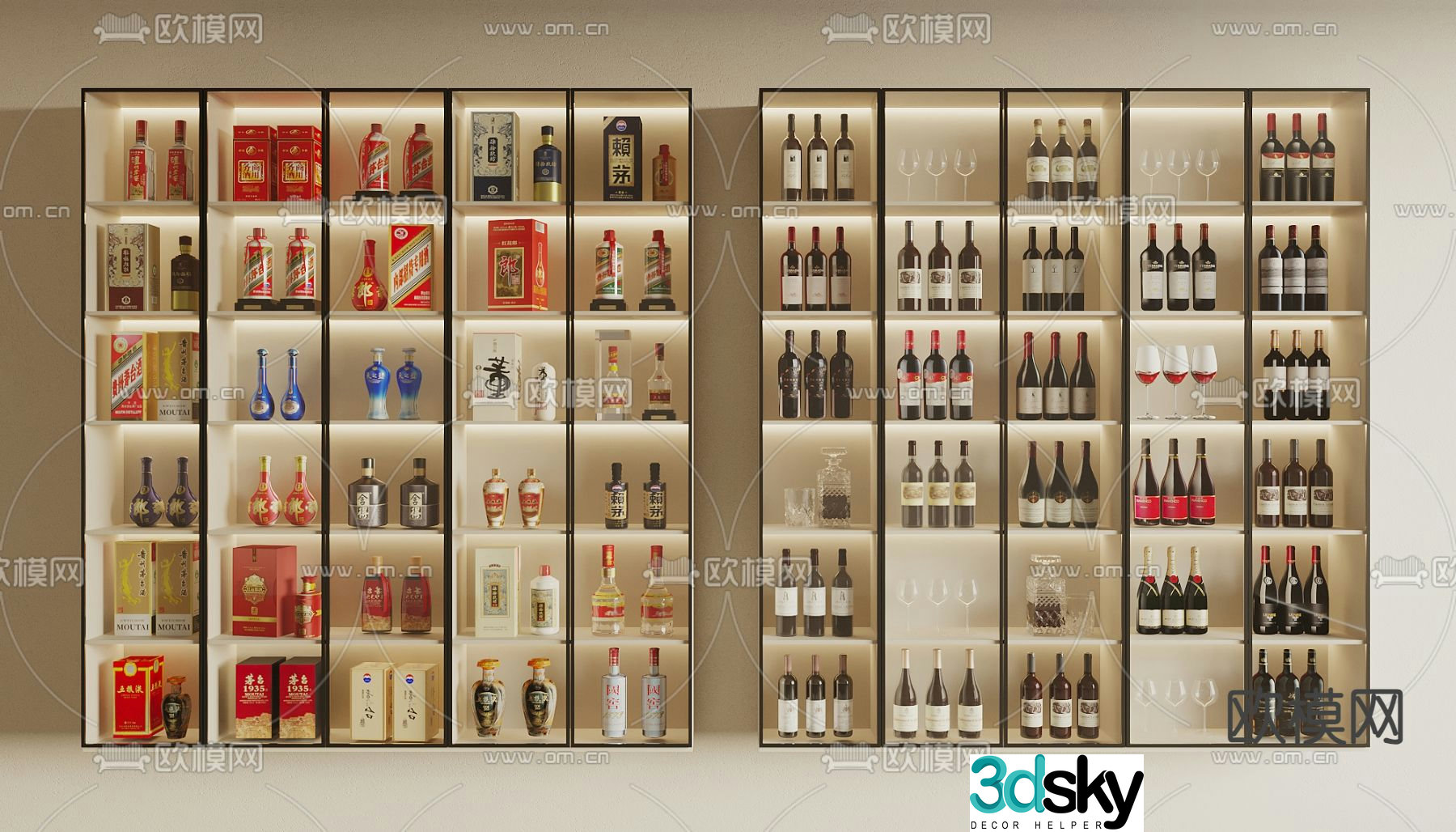 Wine cabinet white wine red wine Maotai 3D model