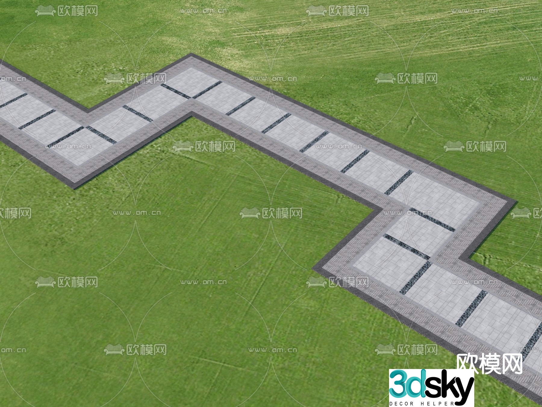 Garden Road Paving Tingbu Bluestone Slab 3D Model