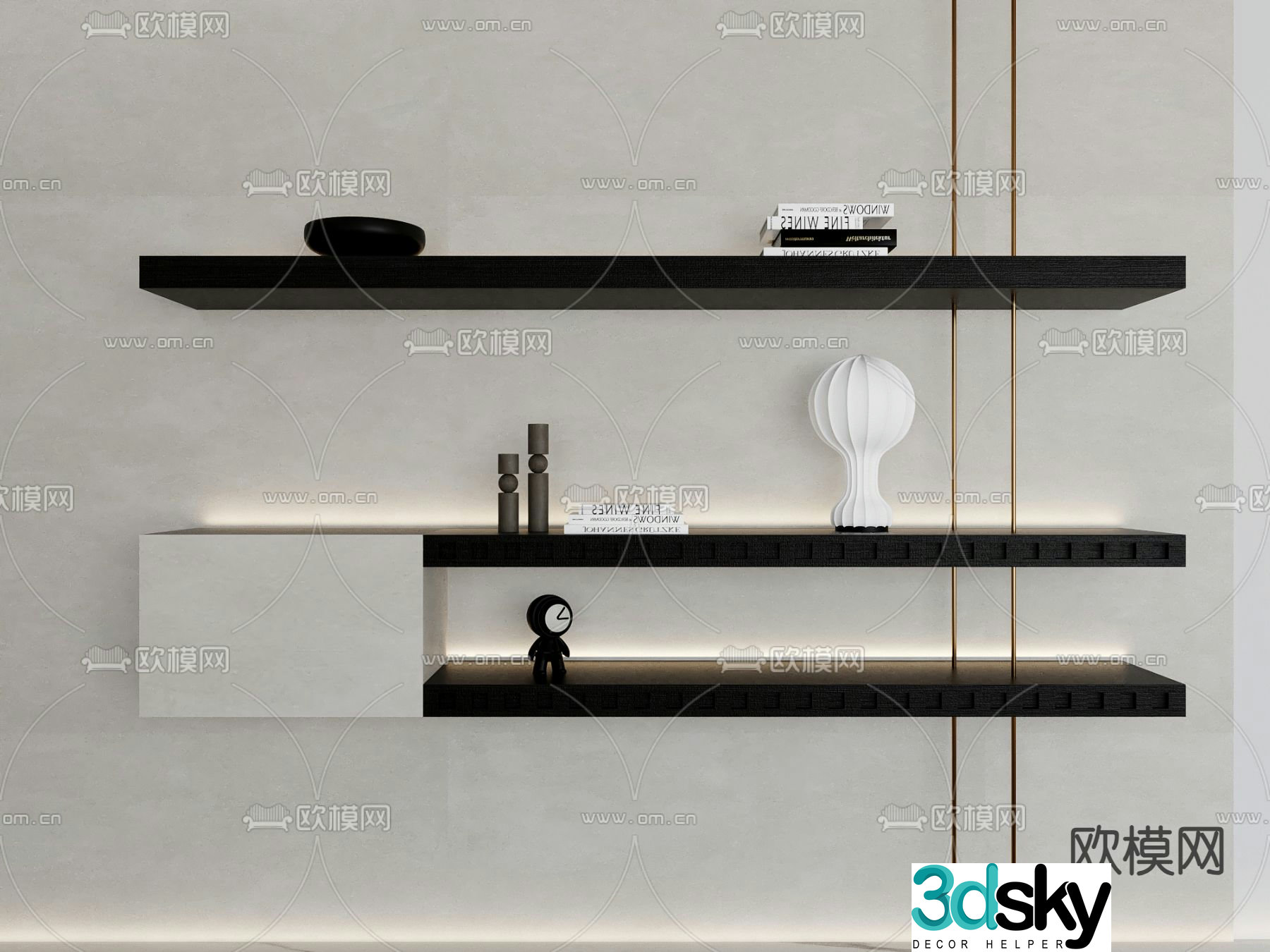 Storage shelf bookshelf 3d model