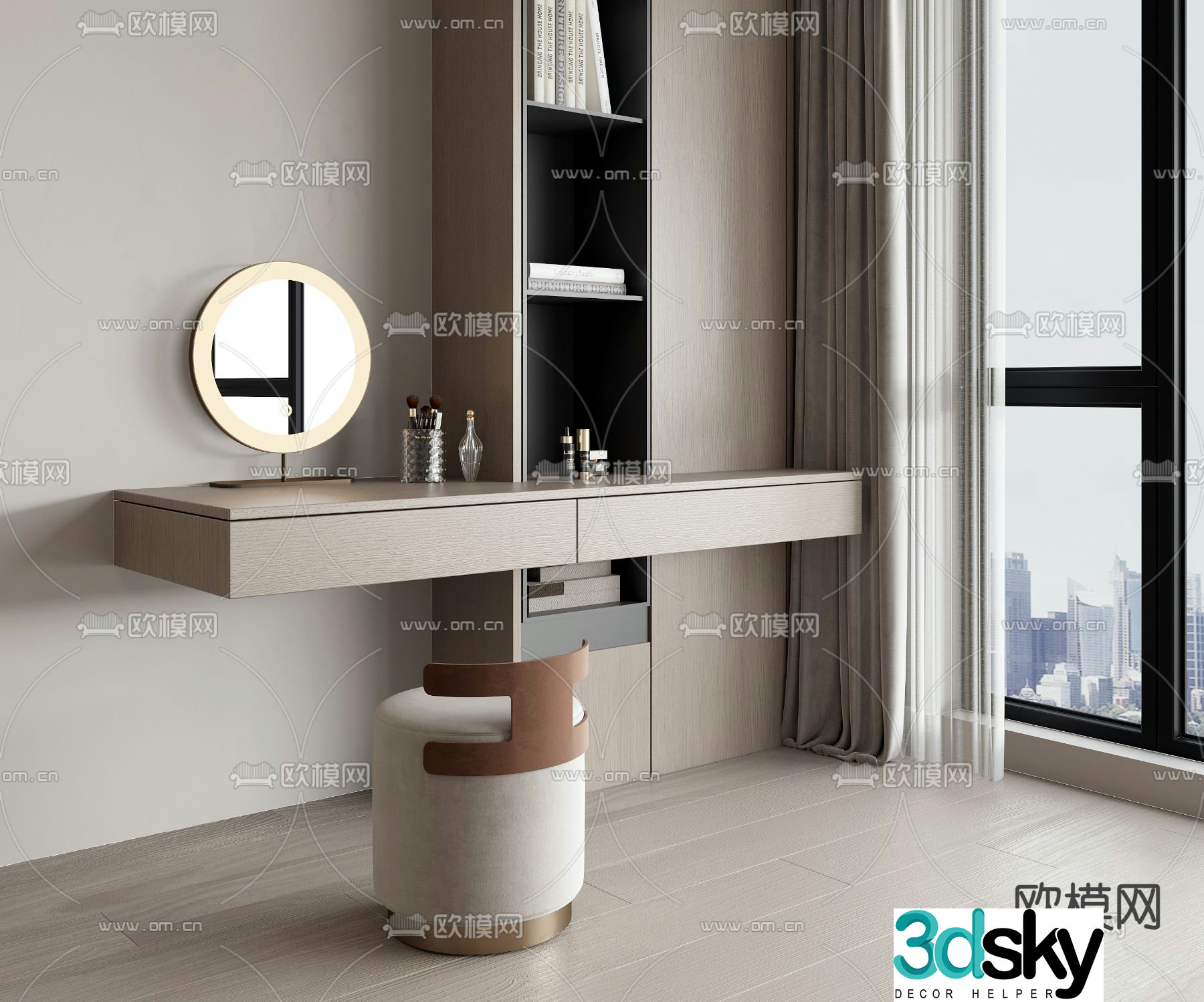 solid wood dressing table dressing table 3d model