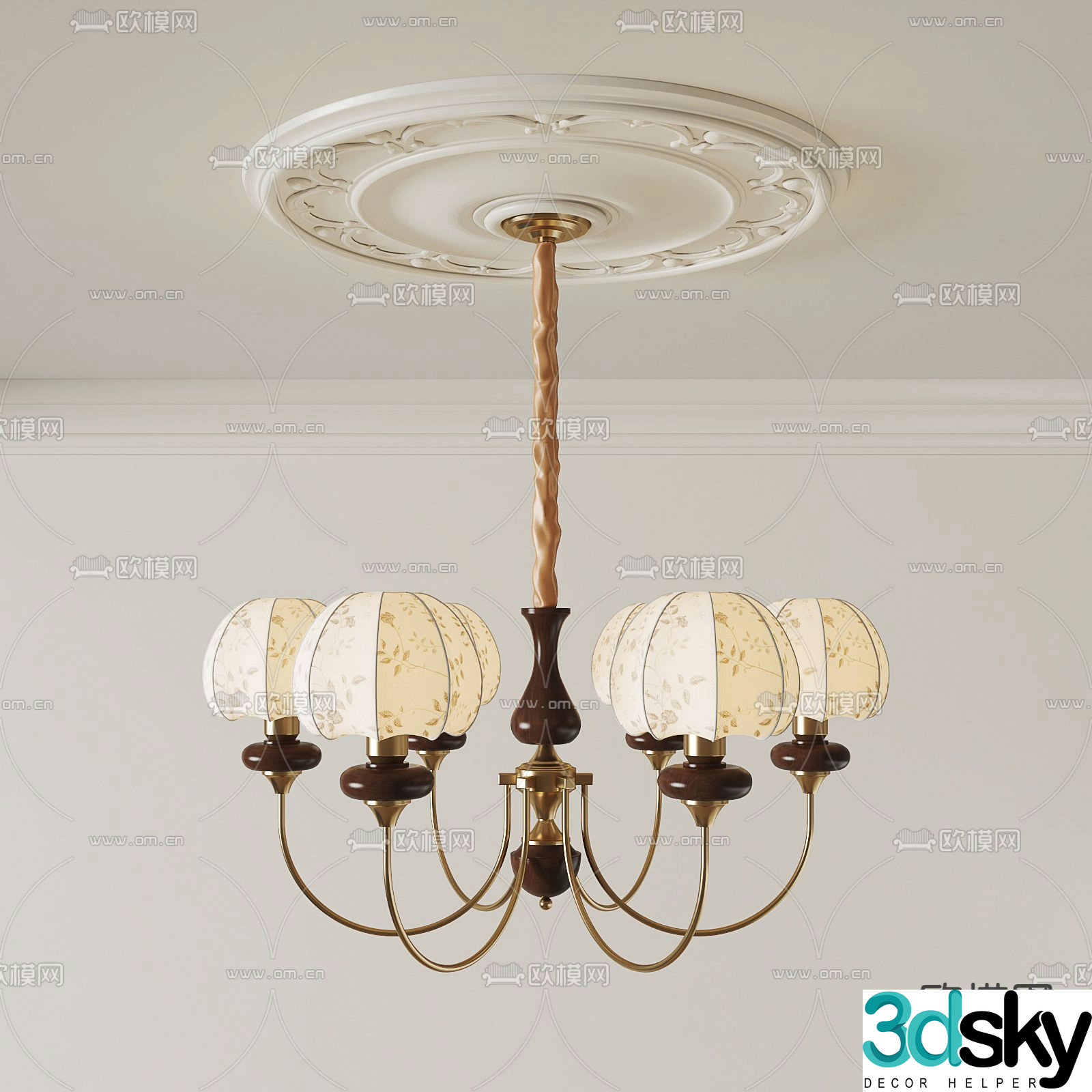 French chandelier multi-head chandelier 3d model