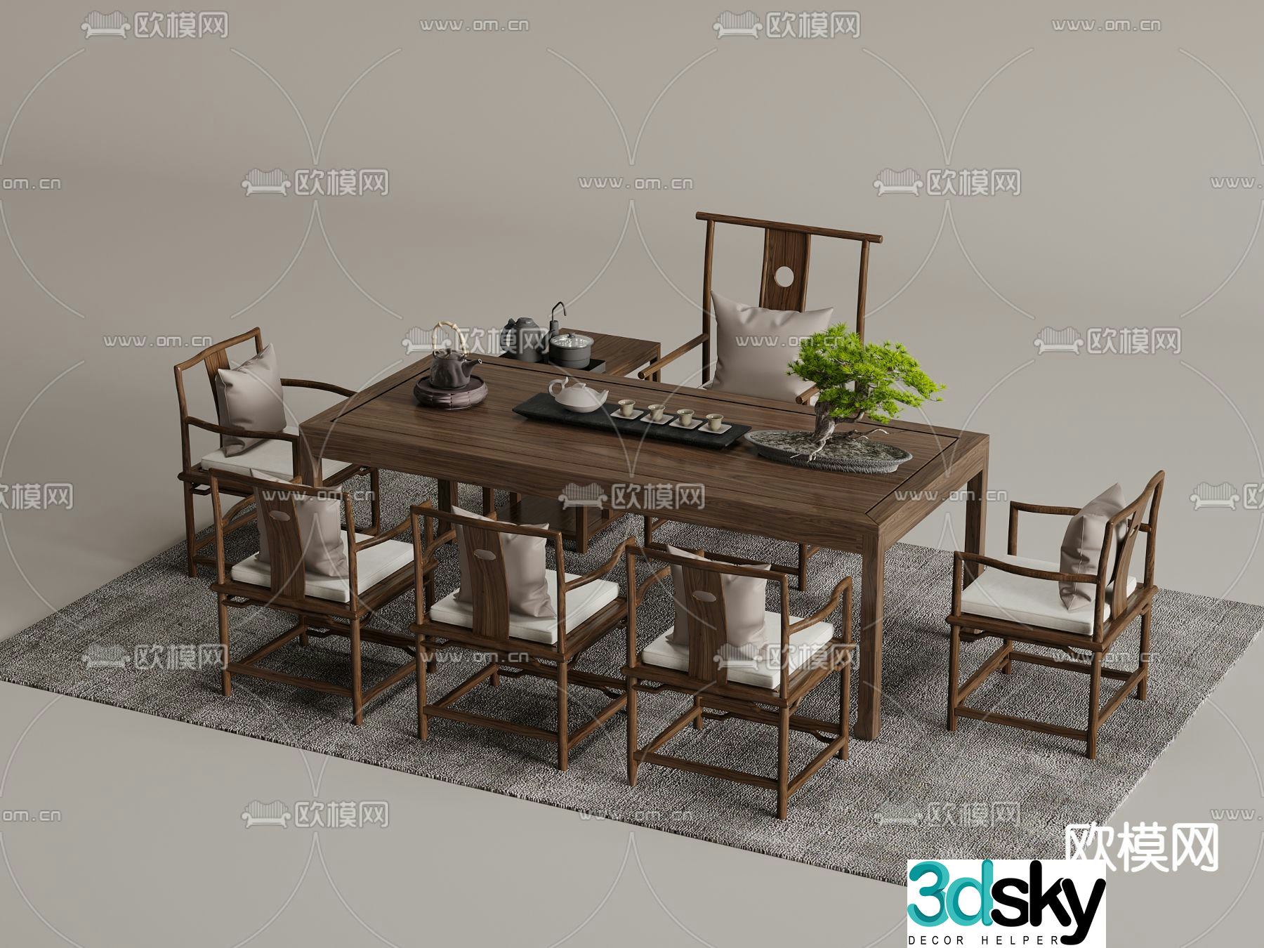 New Chinese style tea table tea table 3d model