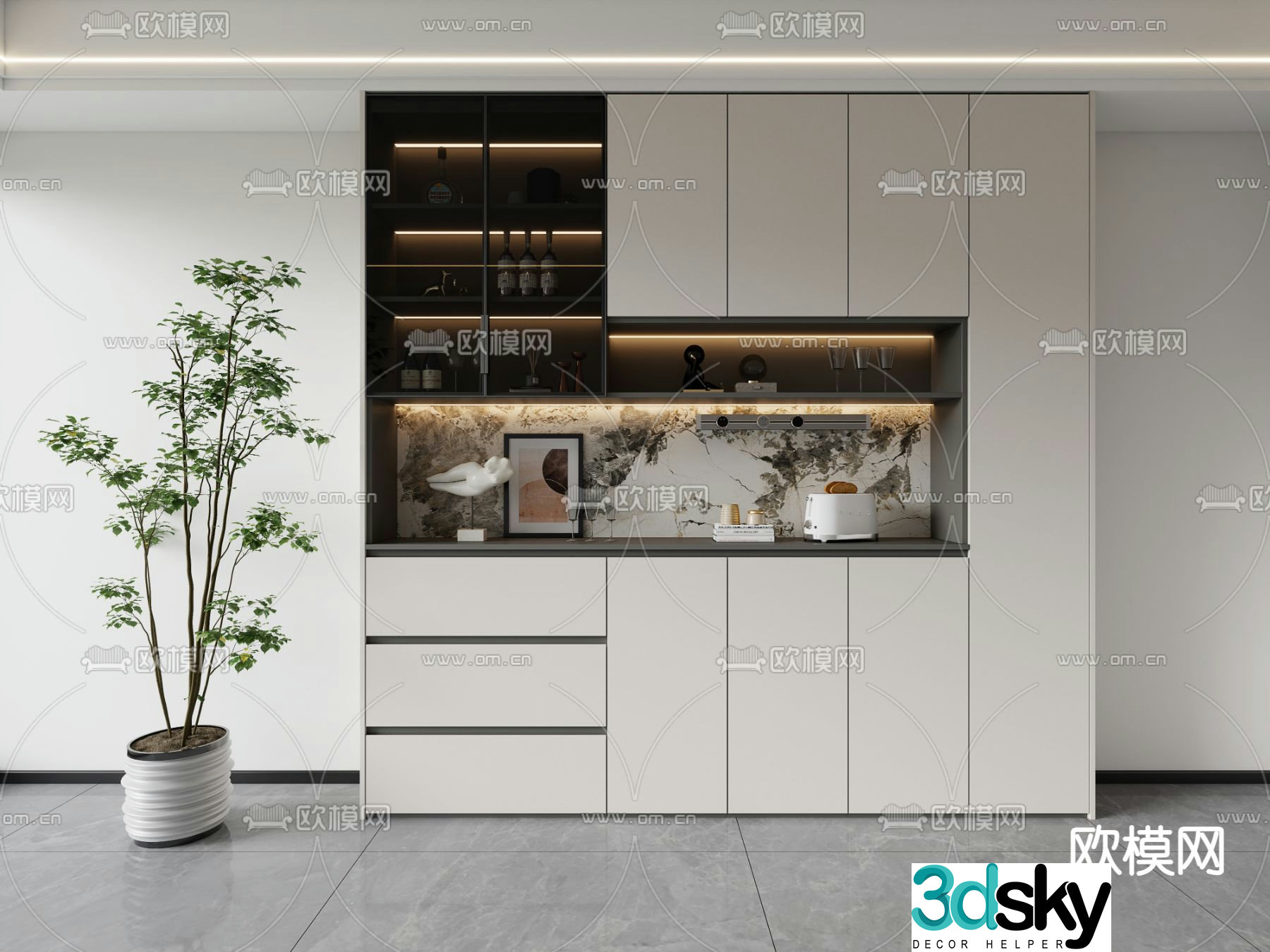 Modern wine cabinet sideboard 3d model