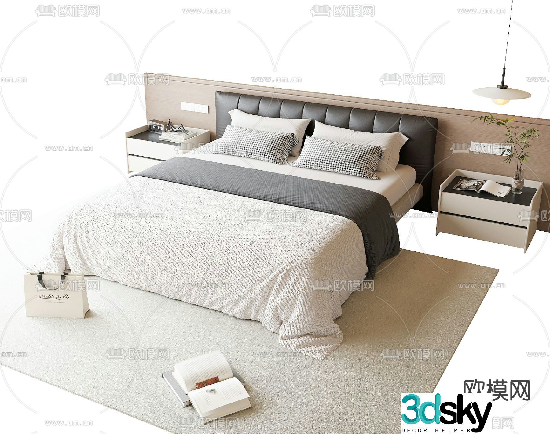 Fabric double bed 3d model