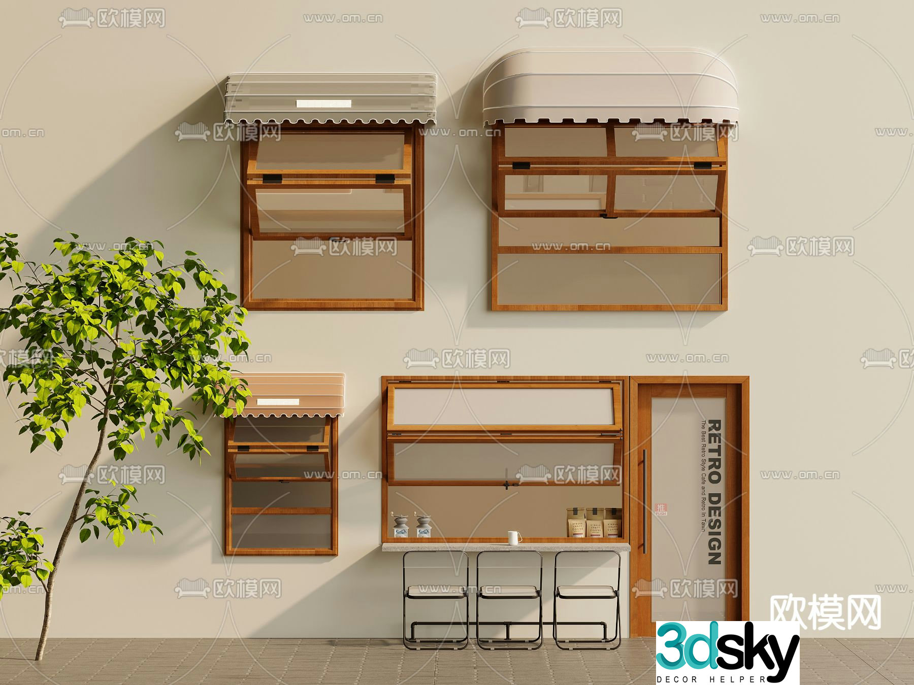 Window Folding Window Internet celebrity window Shop window 3D model