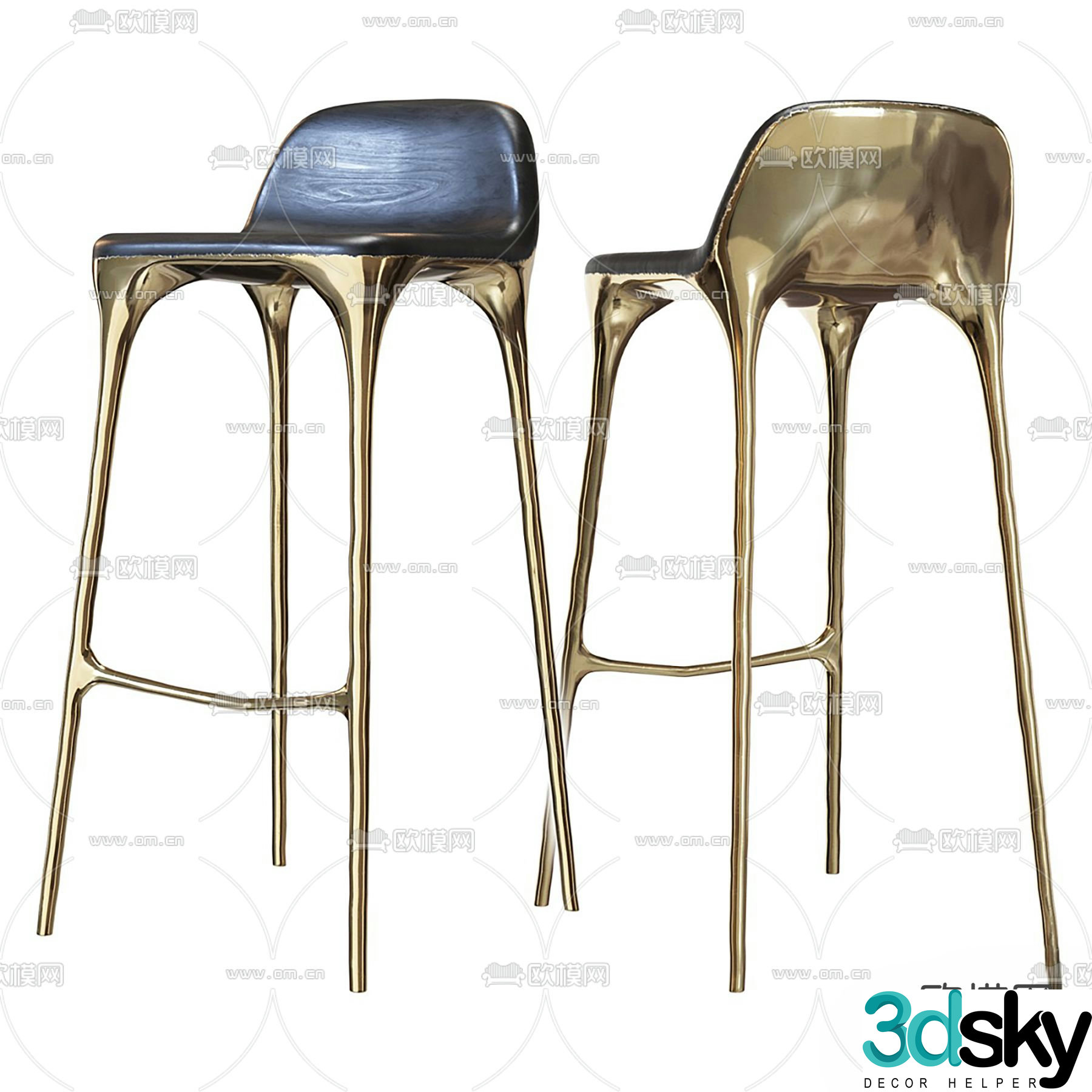 Modern bar chair high chair 3d model