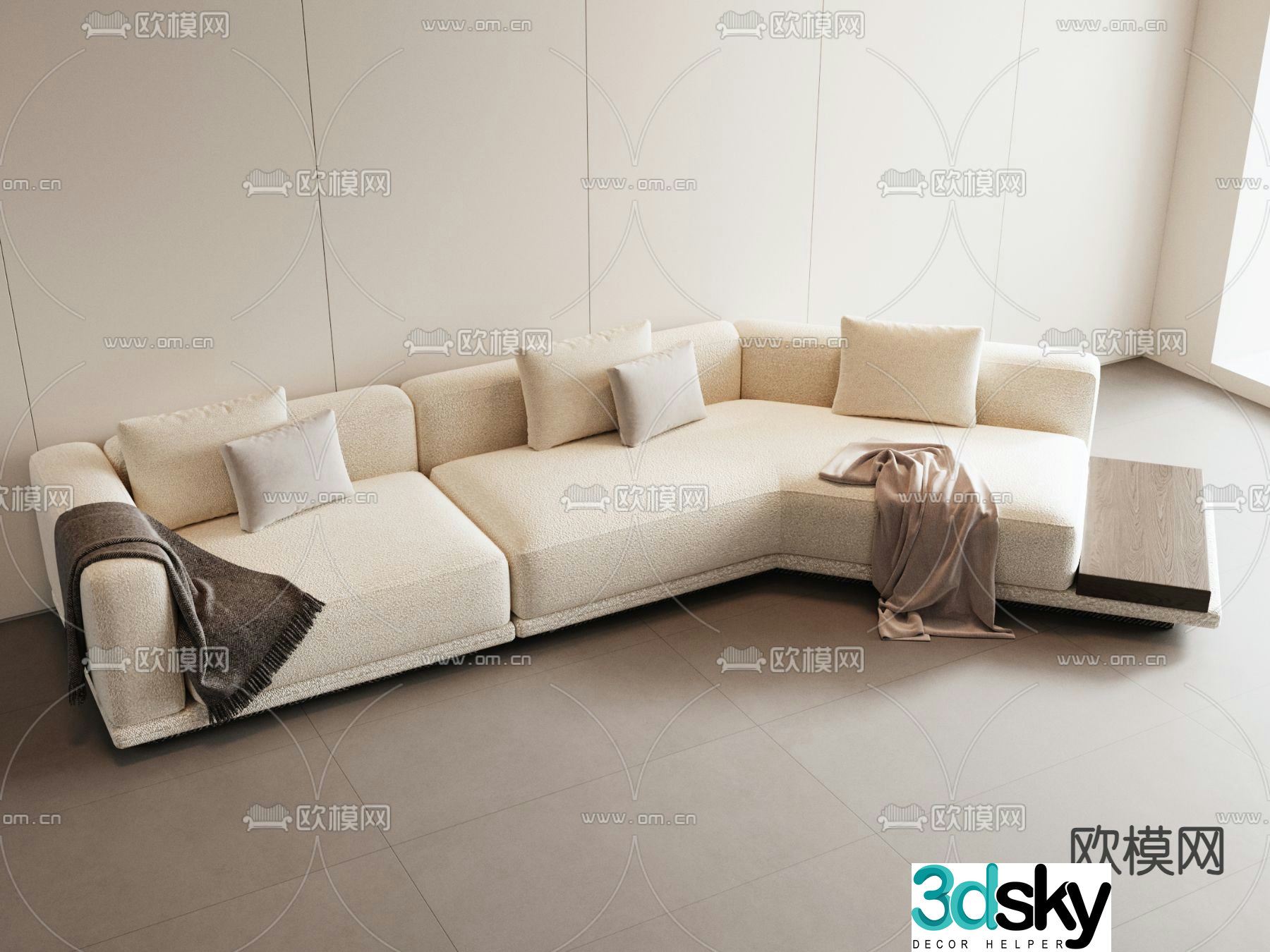 Modern multi-seater sofa corner sofa 3d model