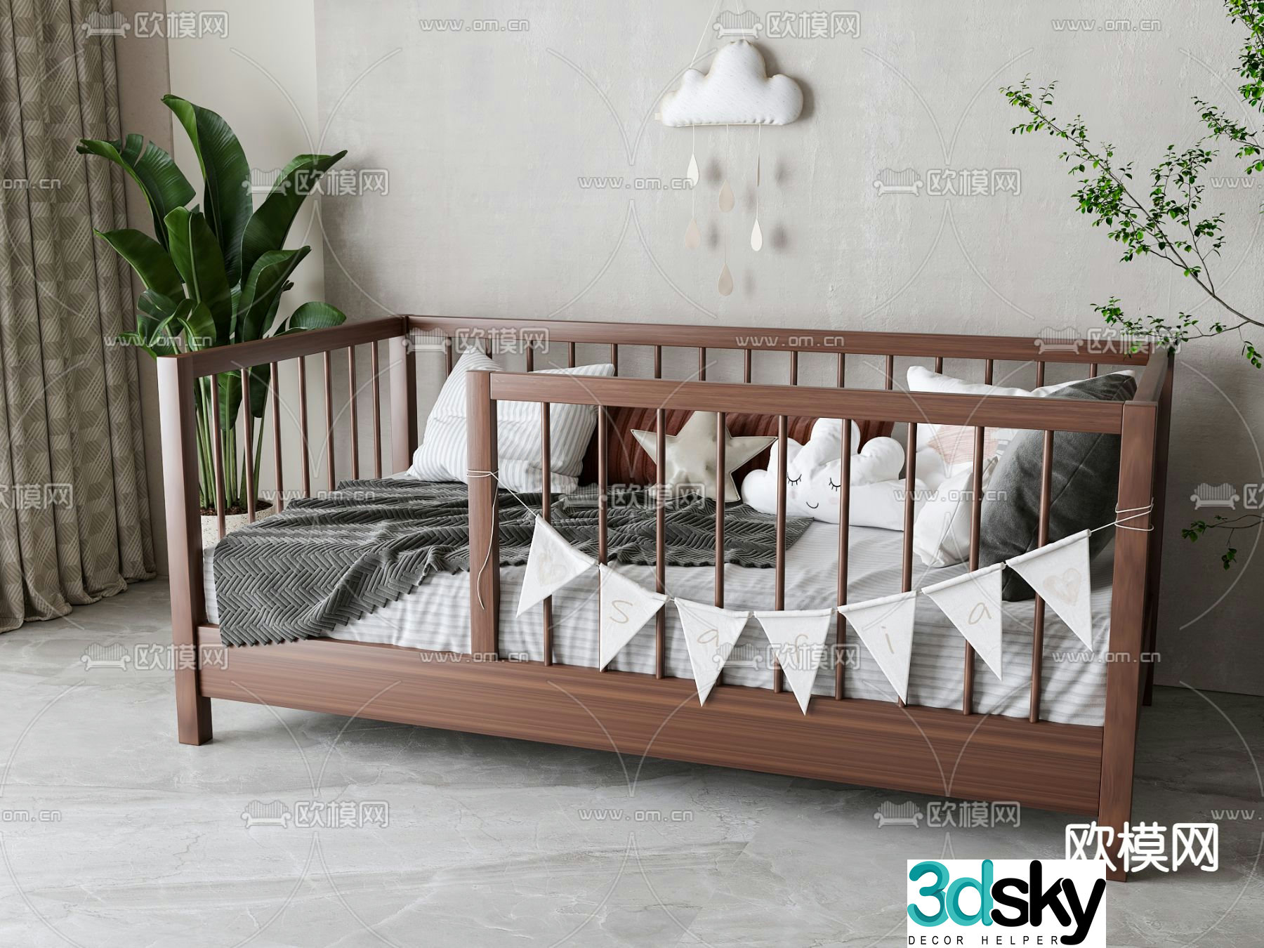 Nordic children’s bed 3d model