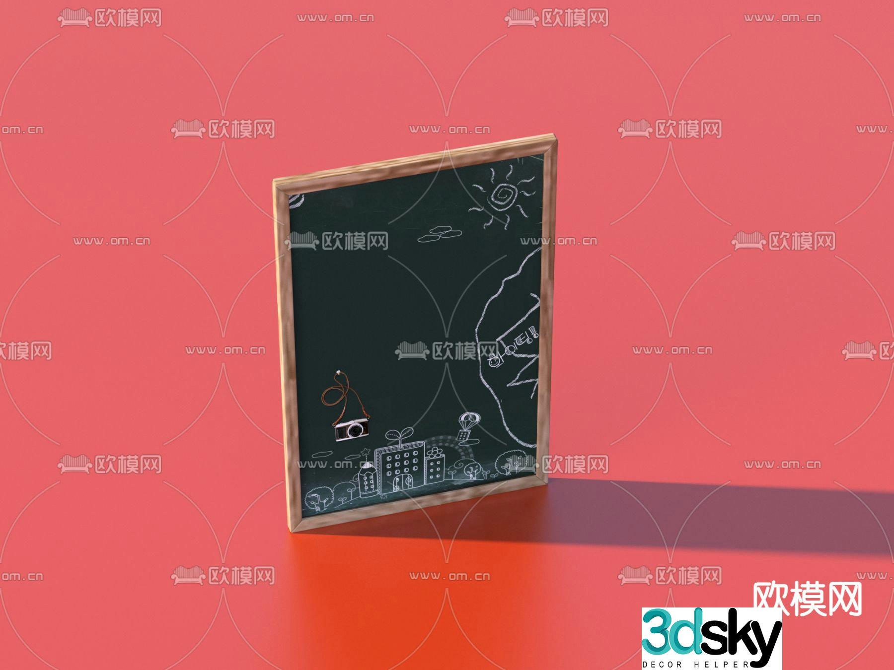 Blackboard graffiti wall billboard shop sign 3d model