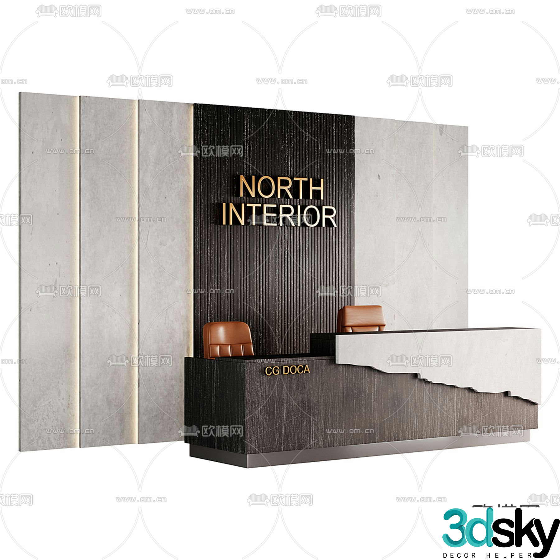 Modern front desk reception desk service desk 3d model