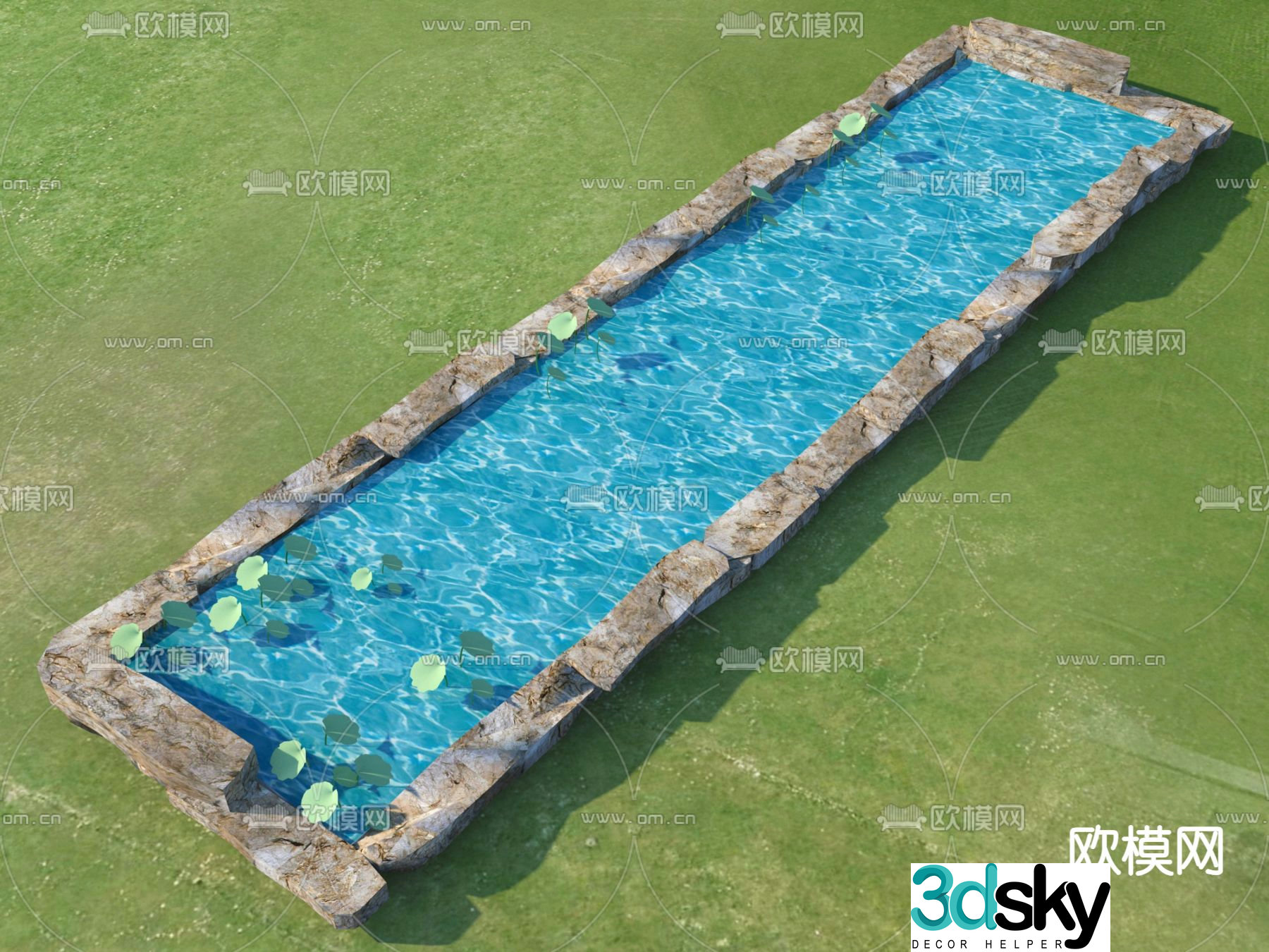 Pool lotus pond waterscape sketch 3d model