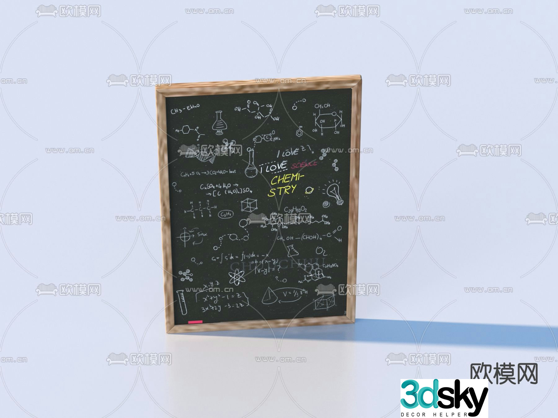 Blackboard graffiti wall billboard shop sign 3d model