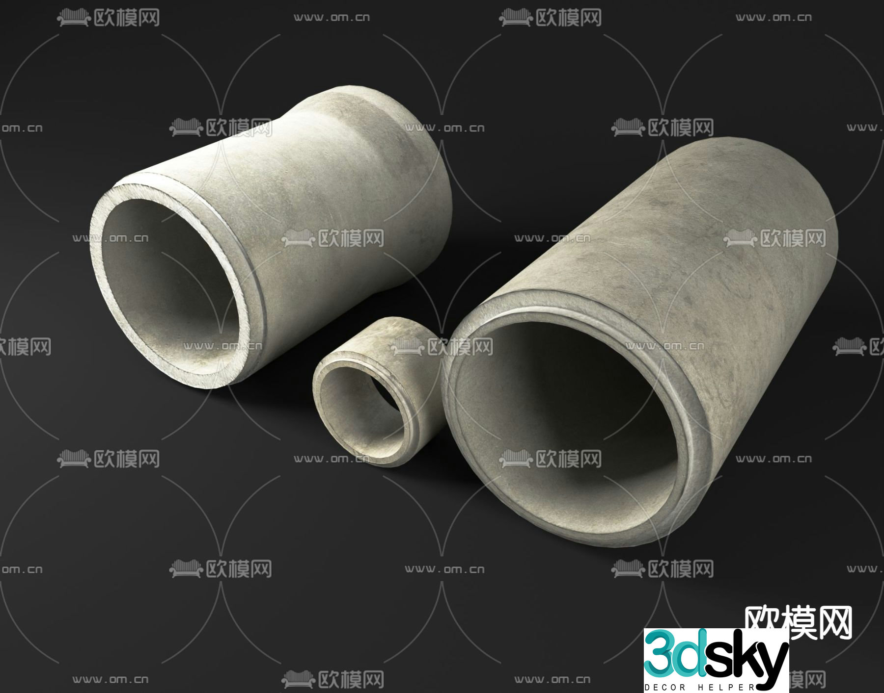 Cement pipe Building materials 3D model