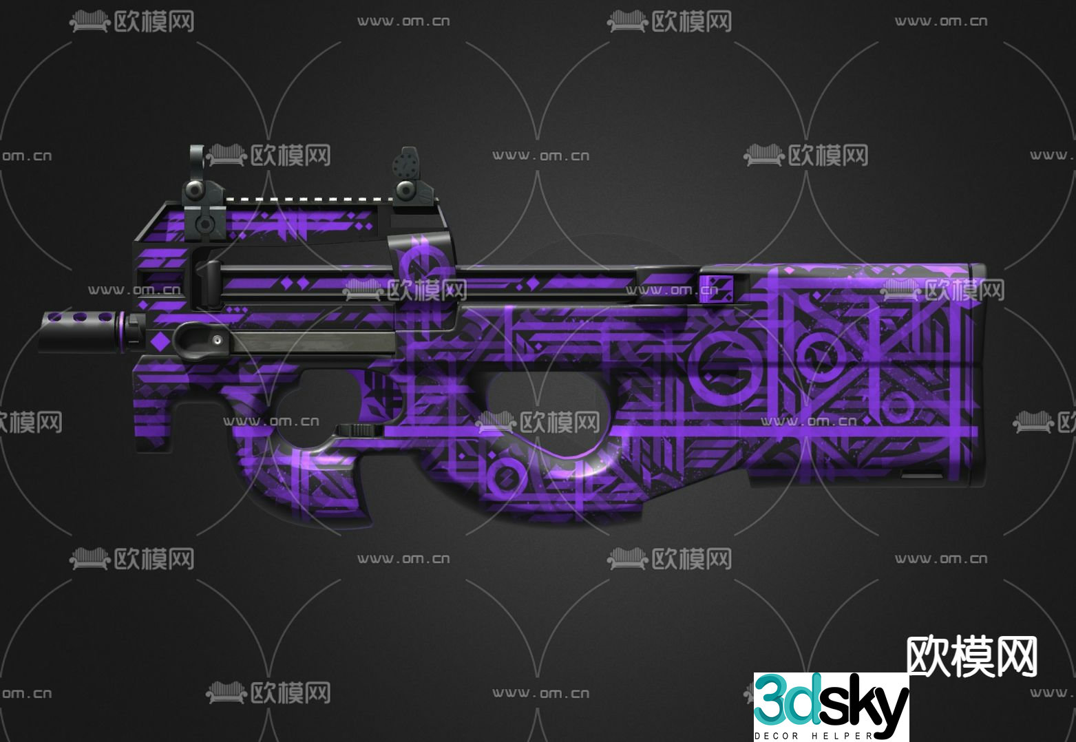 Purple pistol toy rifle 3d model