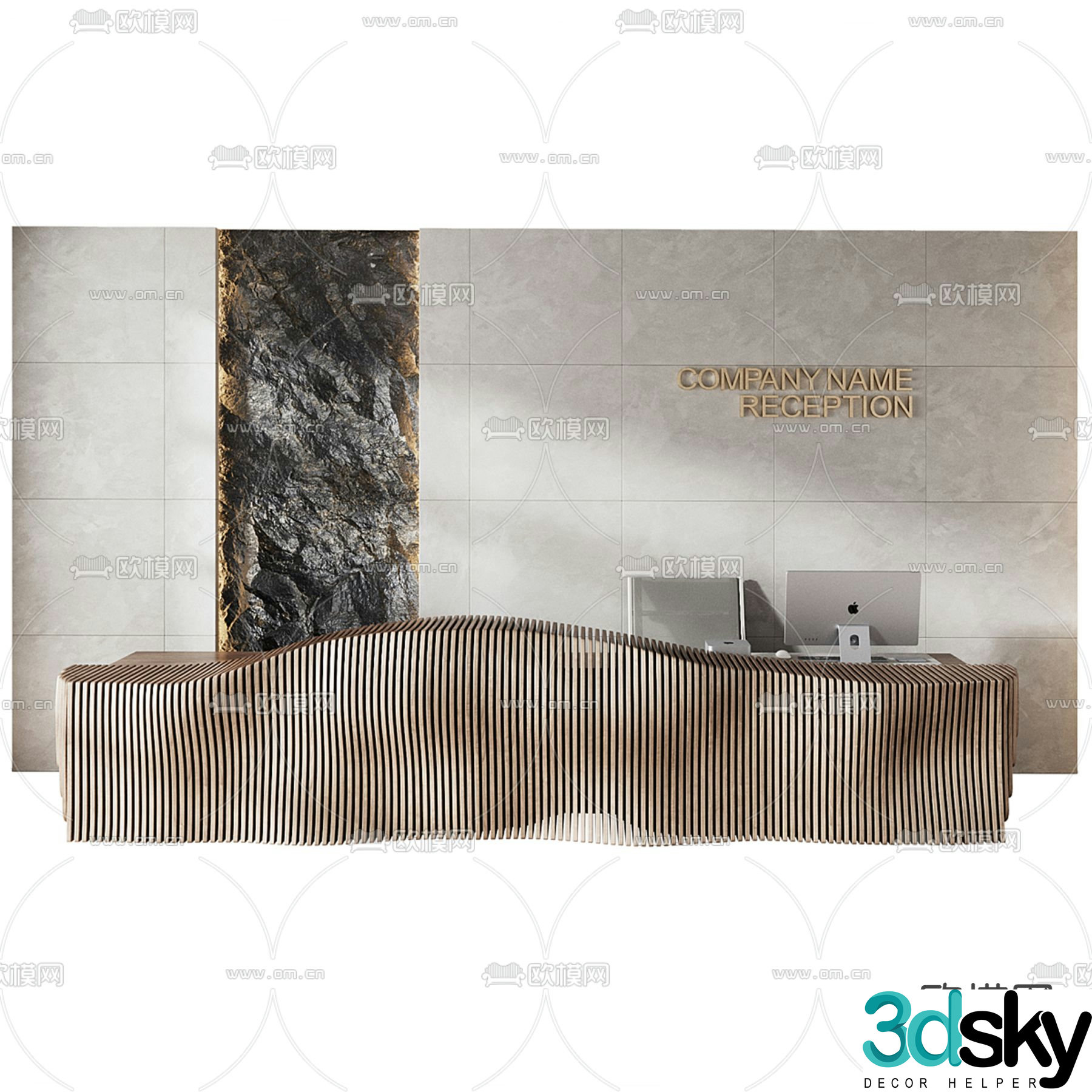 Modern front desk reception desk service desk 3d model