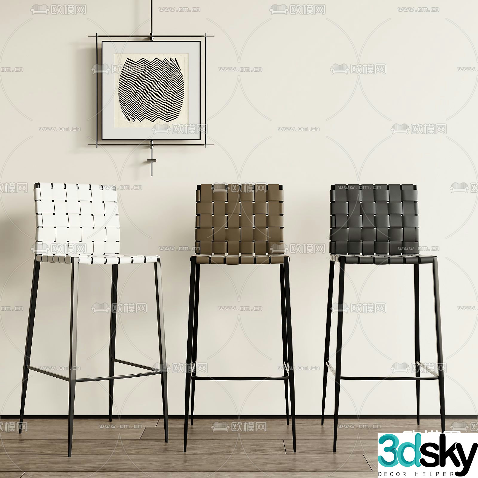 Leather bar stool bar stool high stool 3d model
