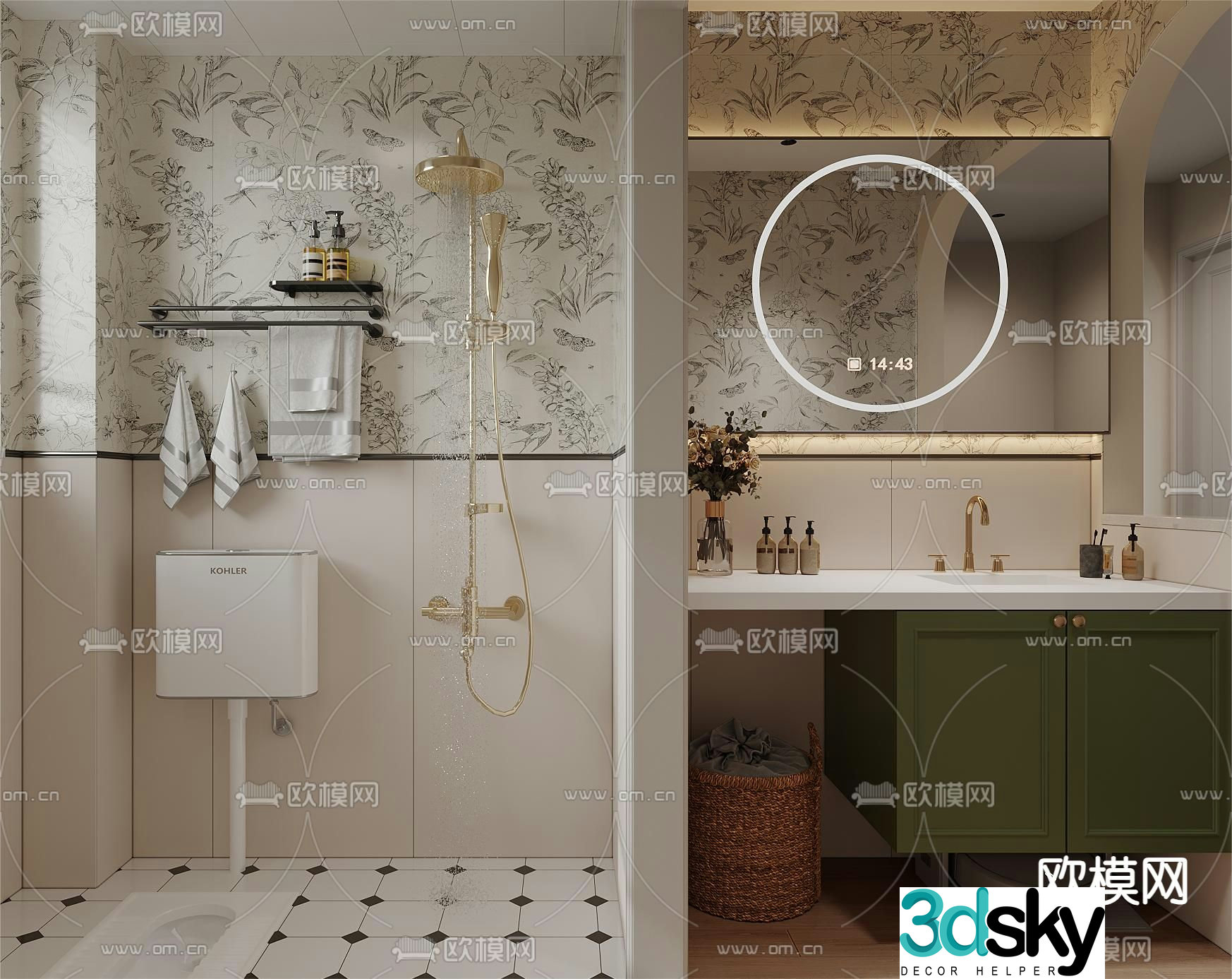 French bathroom toilet 3d model