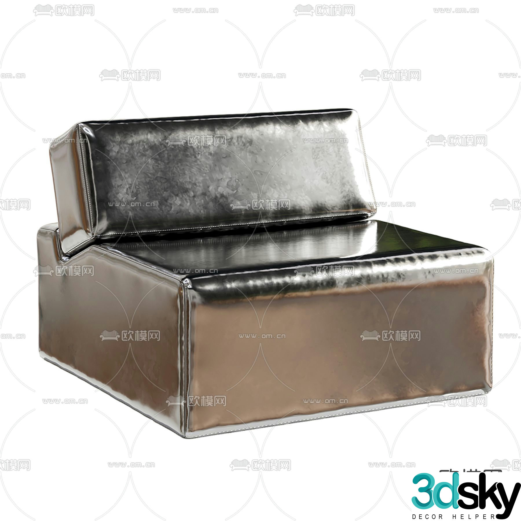 Porto minimalist sofa square sofa single sofa 3d model