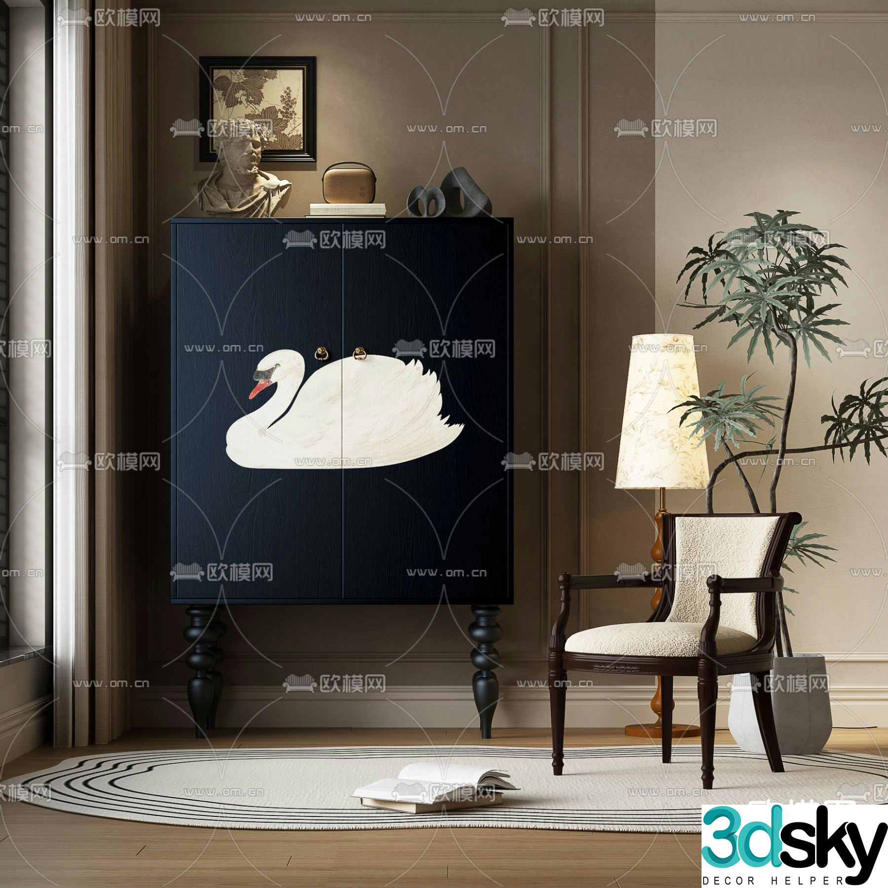 French entrance cabinet 3D model