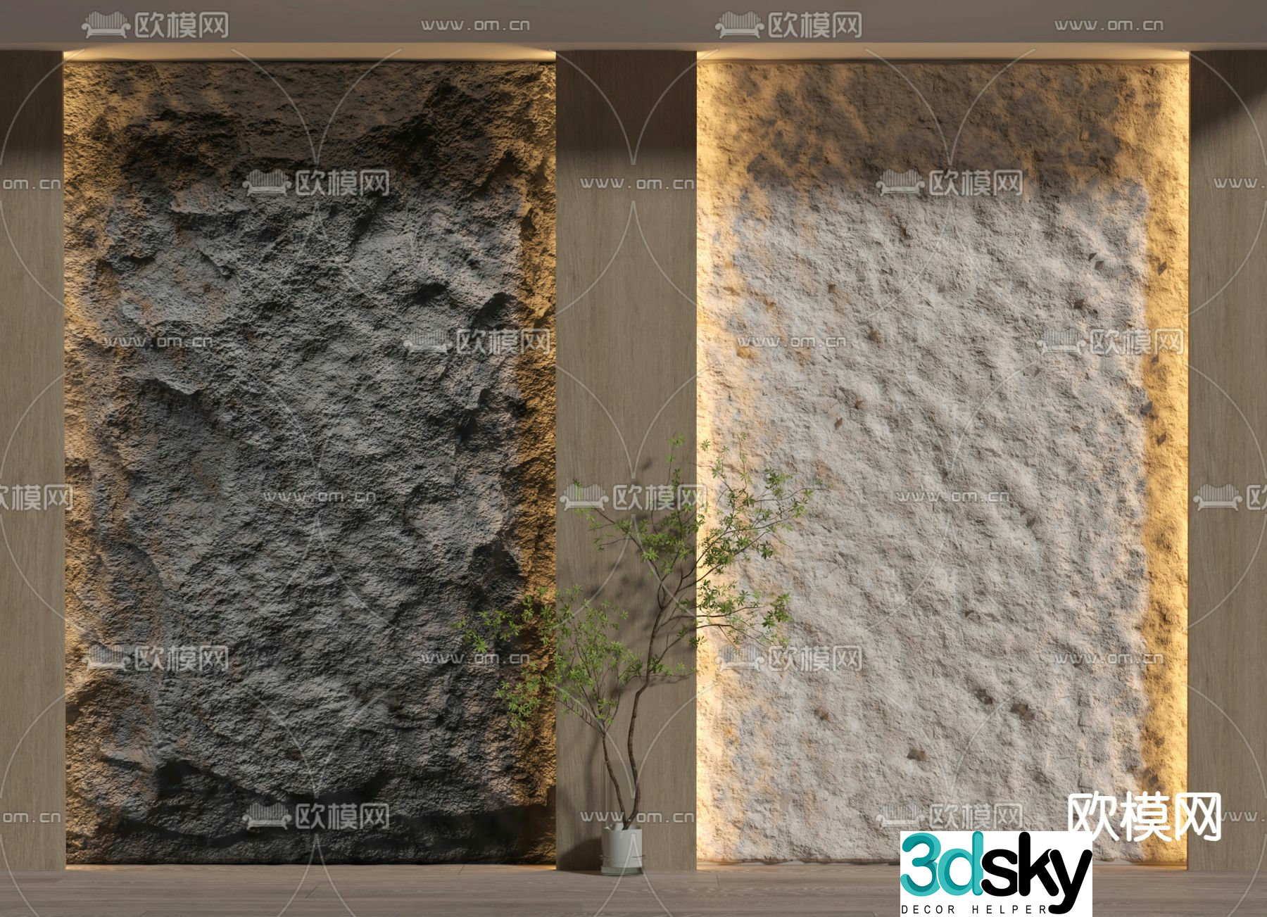 Rough stone background wall lavastone 3D model