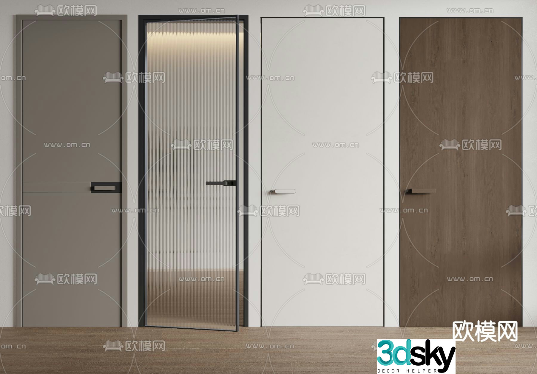 Minimalist door hidden door single door swing door 3d model