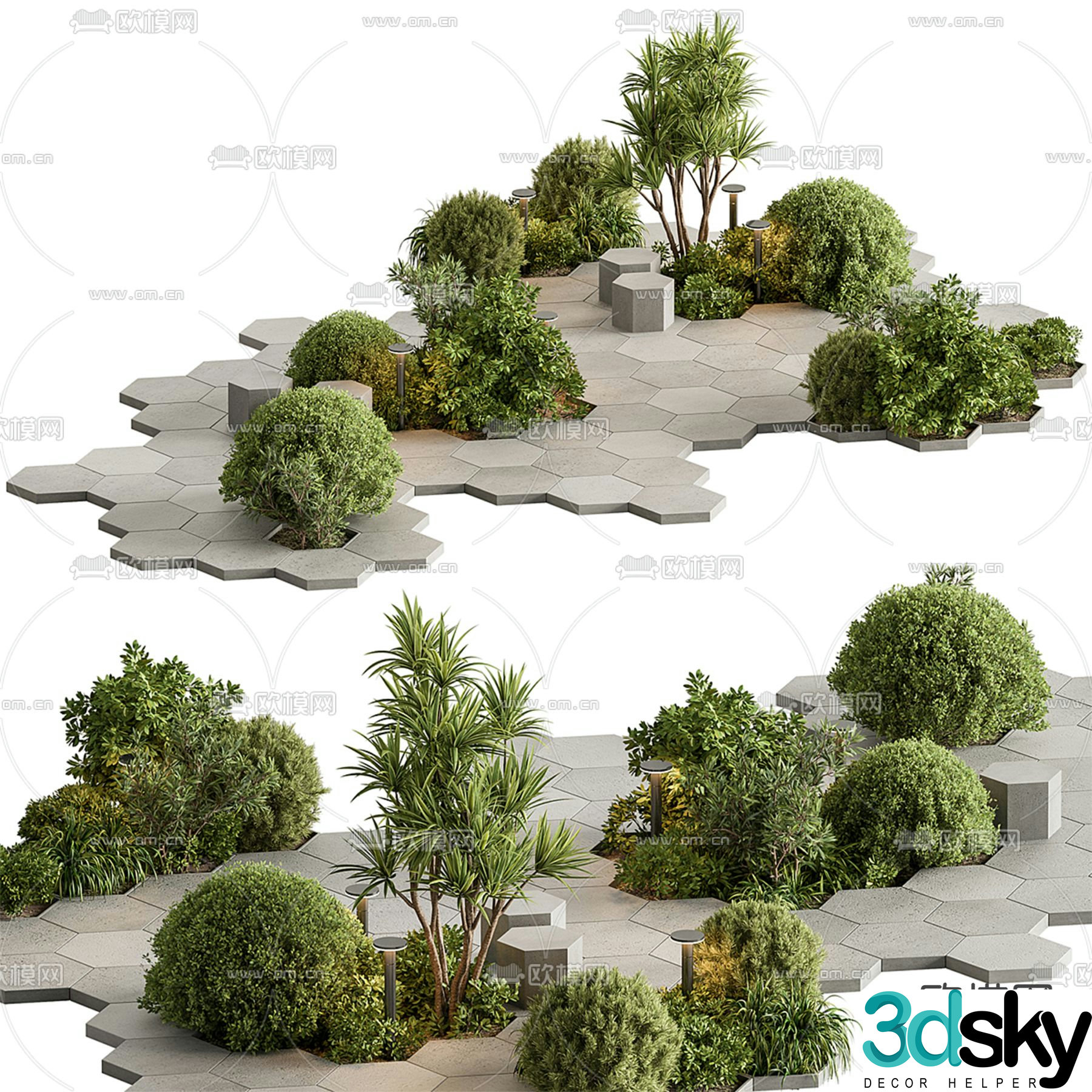 Landscape sketch shrub ball landscape tree 3D model