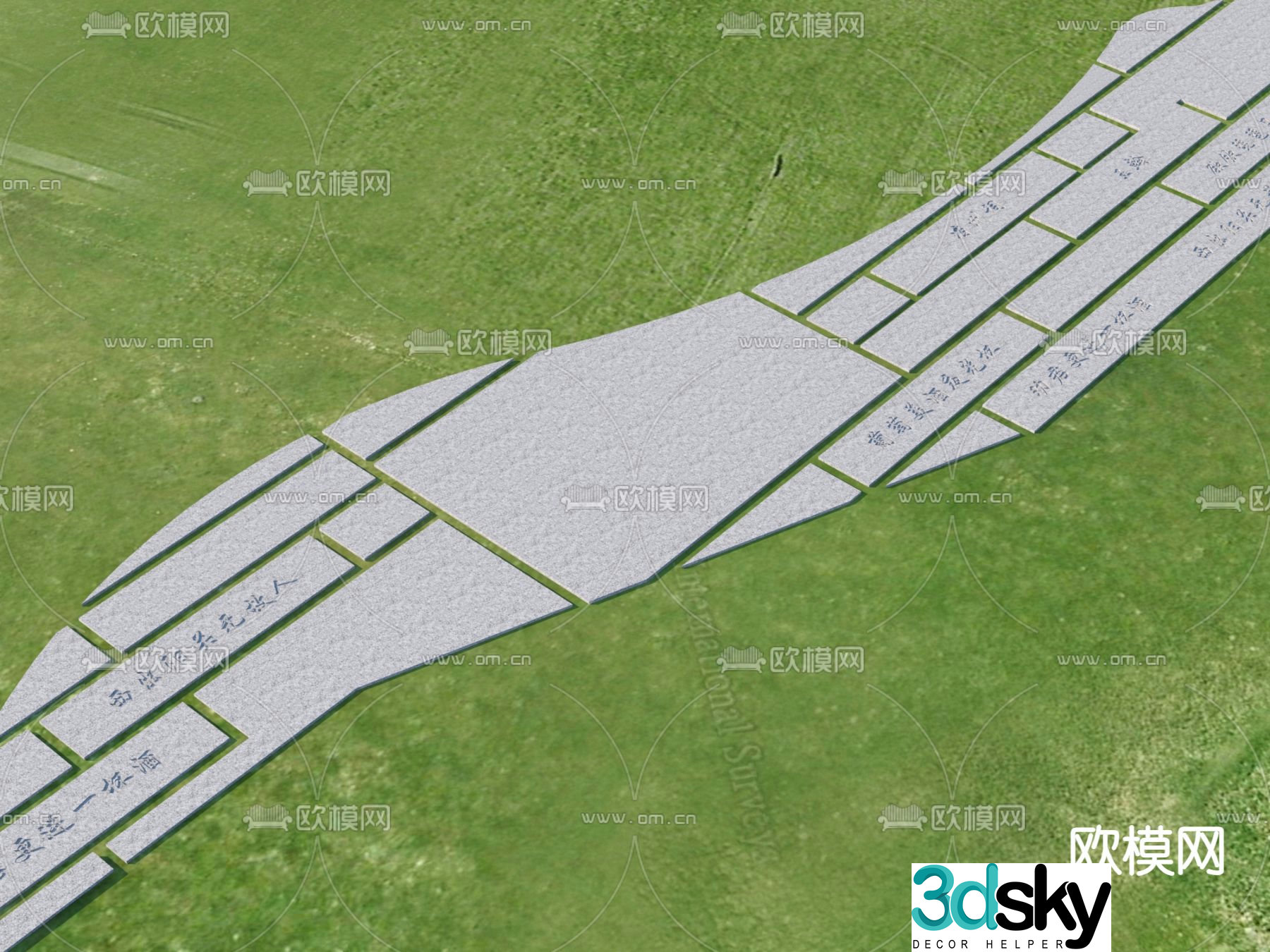 Landscape Garden Road Park Tingbu 3D model