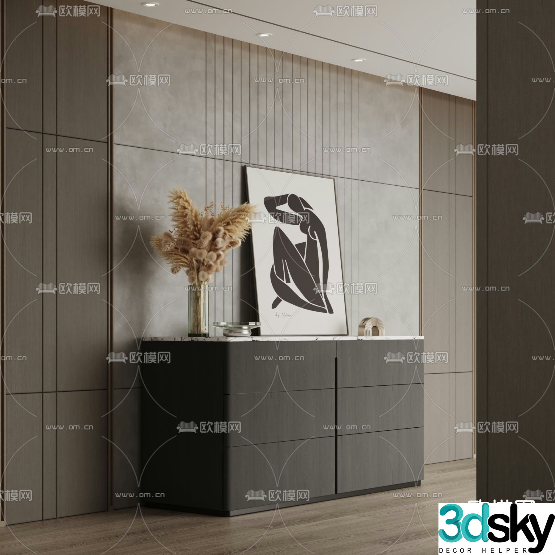 Six chest of drawers 3d model