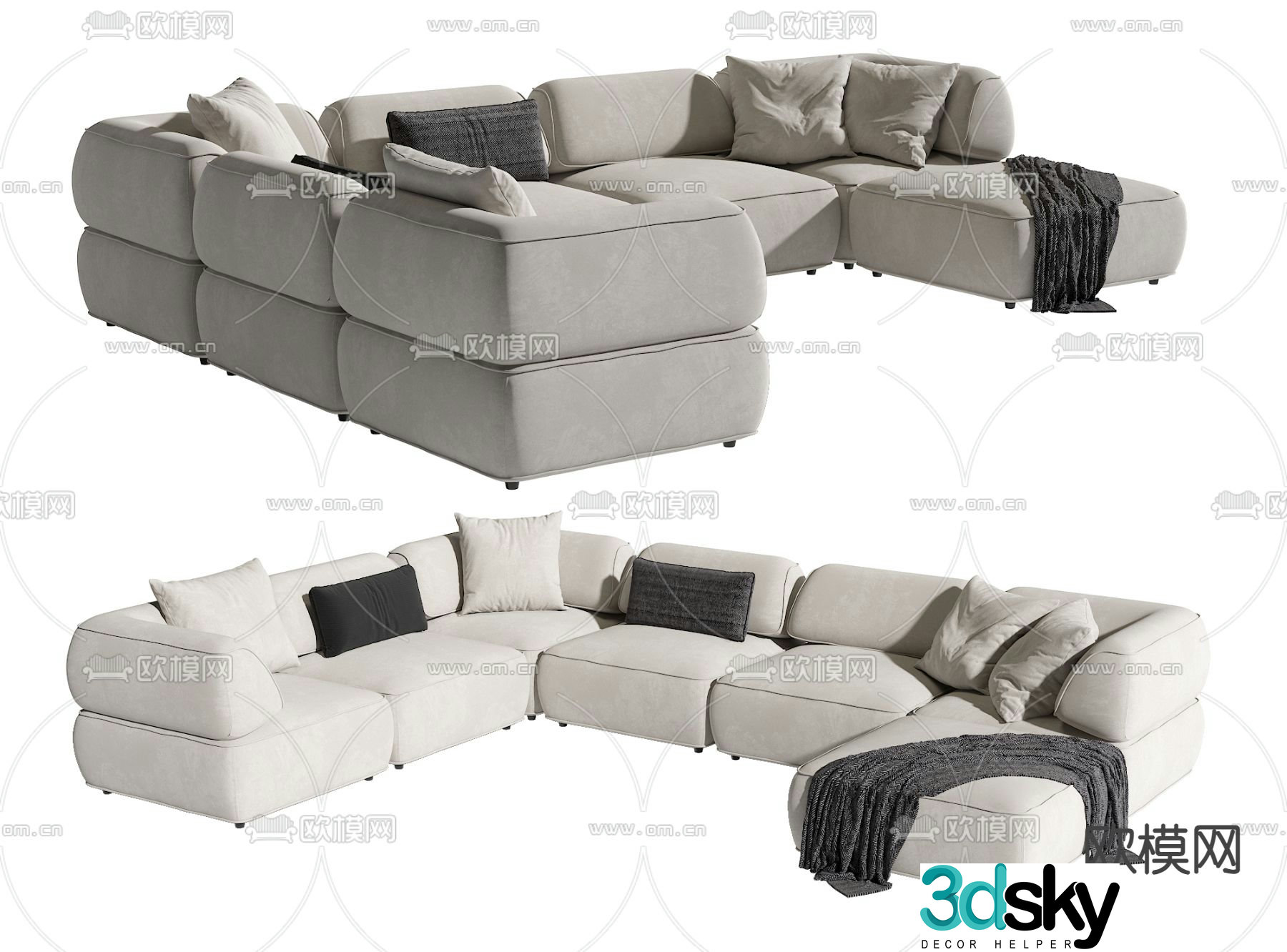 Corner sofa multi-person sofa 3d model