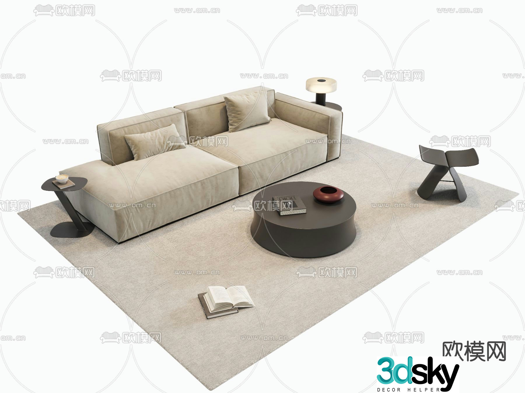 Medieval style modular sofa 3D model
