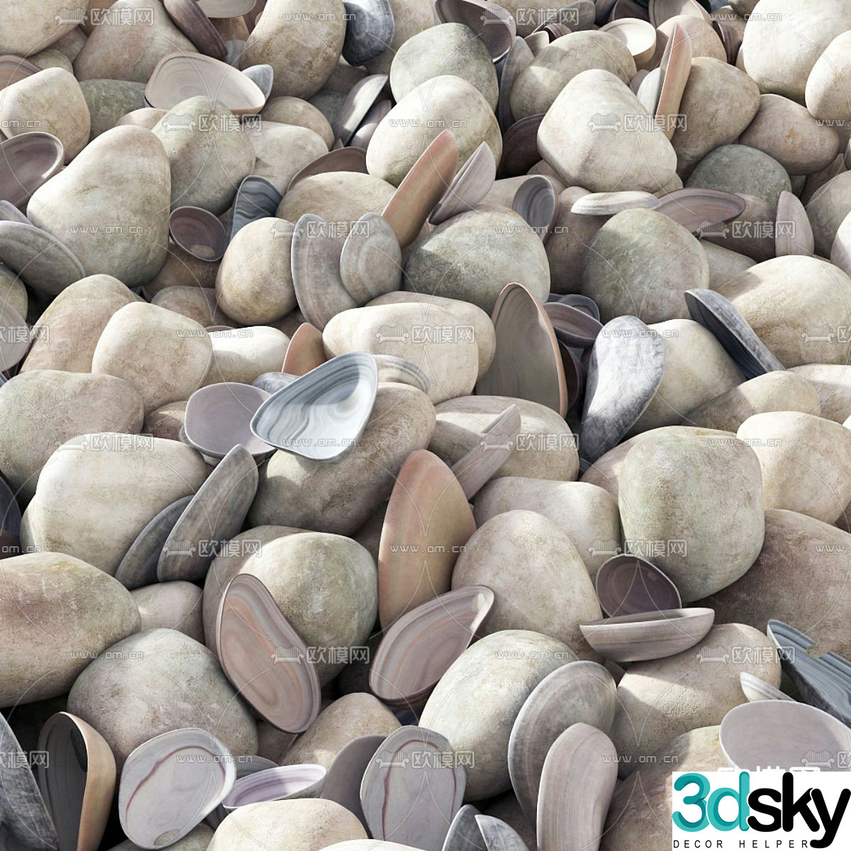 Pebbles Landscape Stone Gravel Beach Stone 3d model