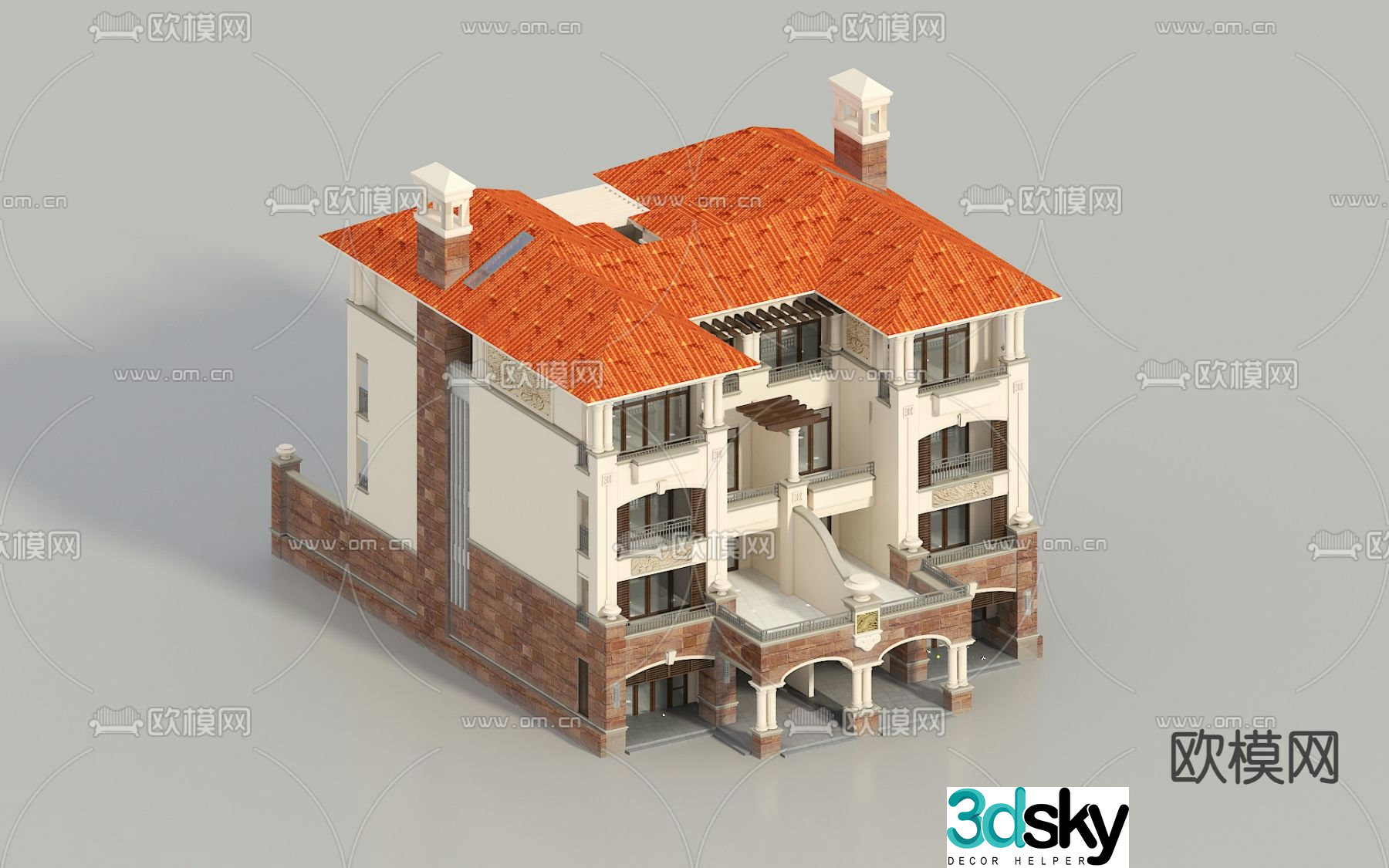 European style single-family villa 3D model