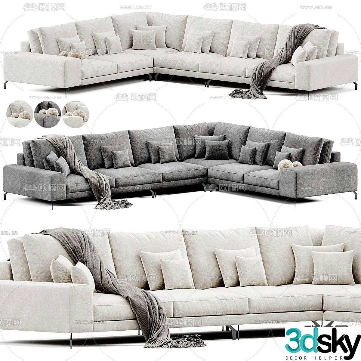 Corner sofa multi-person sofa 3d model